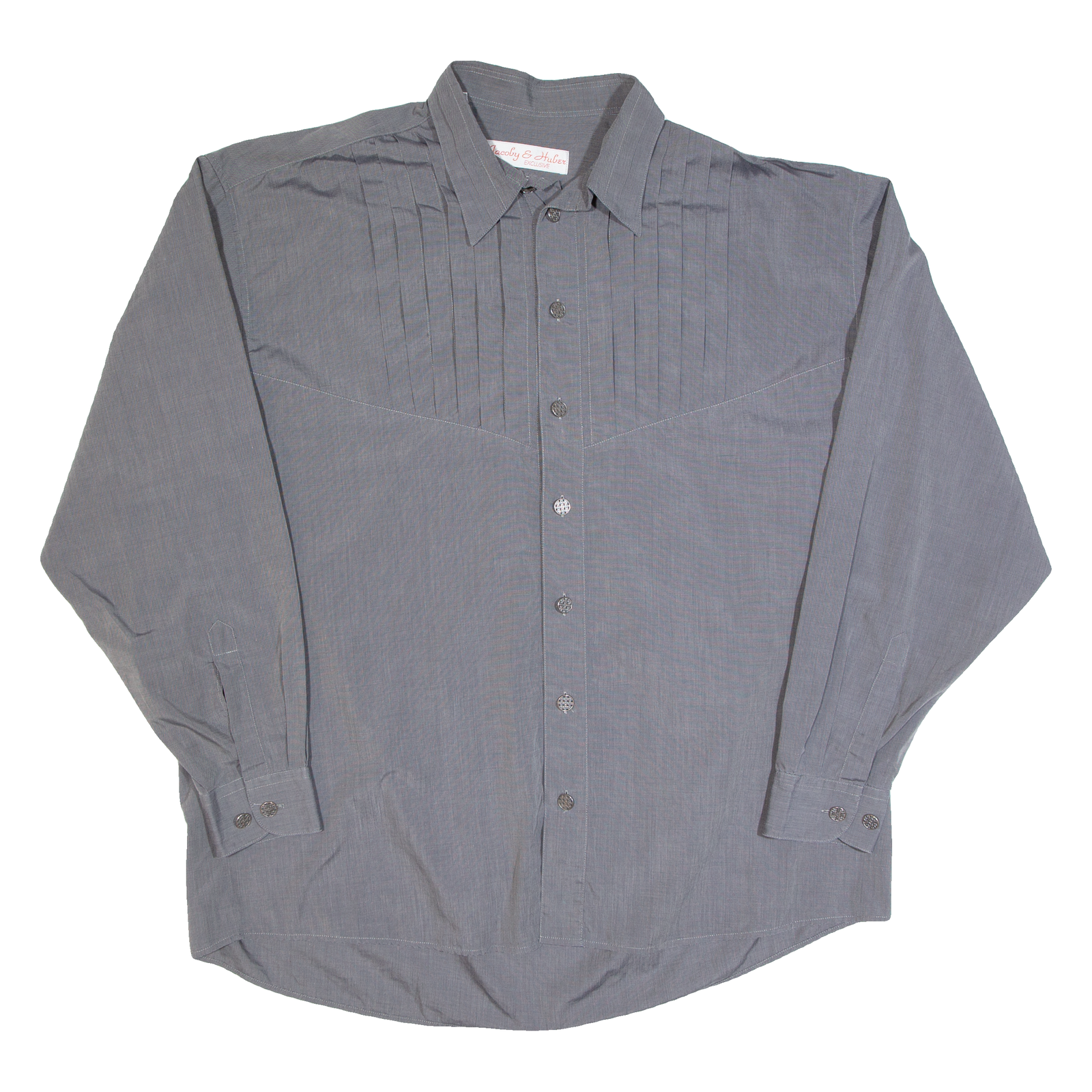 JACOBY & HUBER Mens Plain Shirt Grey Long Sleeve L Refurbished - N/A refurbished available on Cerqular