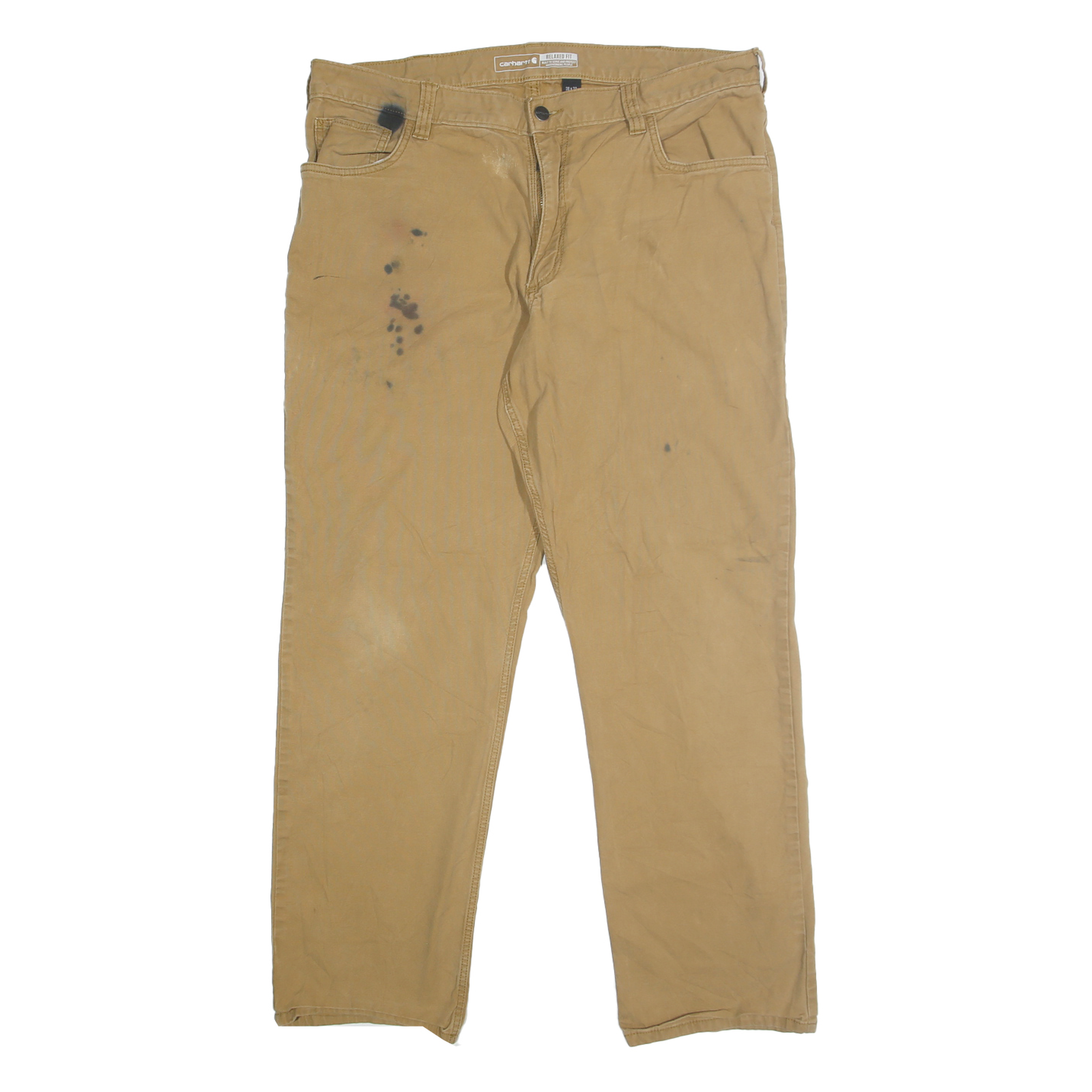 CARHARTT Mens Beige Relaxed Straight Cotton Blend Trousers W38 L32 Workwear Refurbished - N/A refurbished available on Cerqular