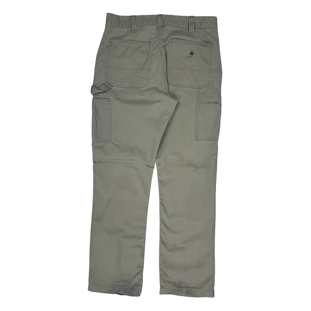 Relaxed Fit Carhartt Cargo Carpenter Trousers - 32W 32L Beige Cotton Refurbished - Thrifted (note: this is a term often used to describe second- refurbished available on Cerqular
