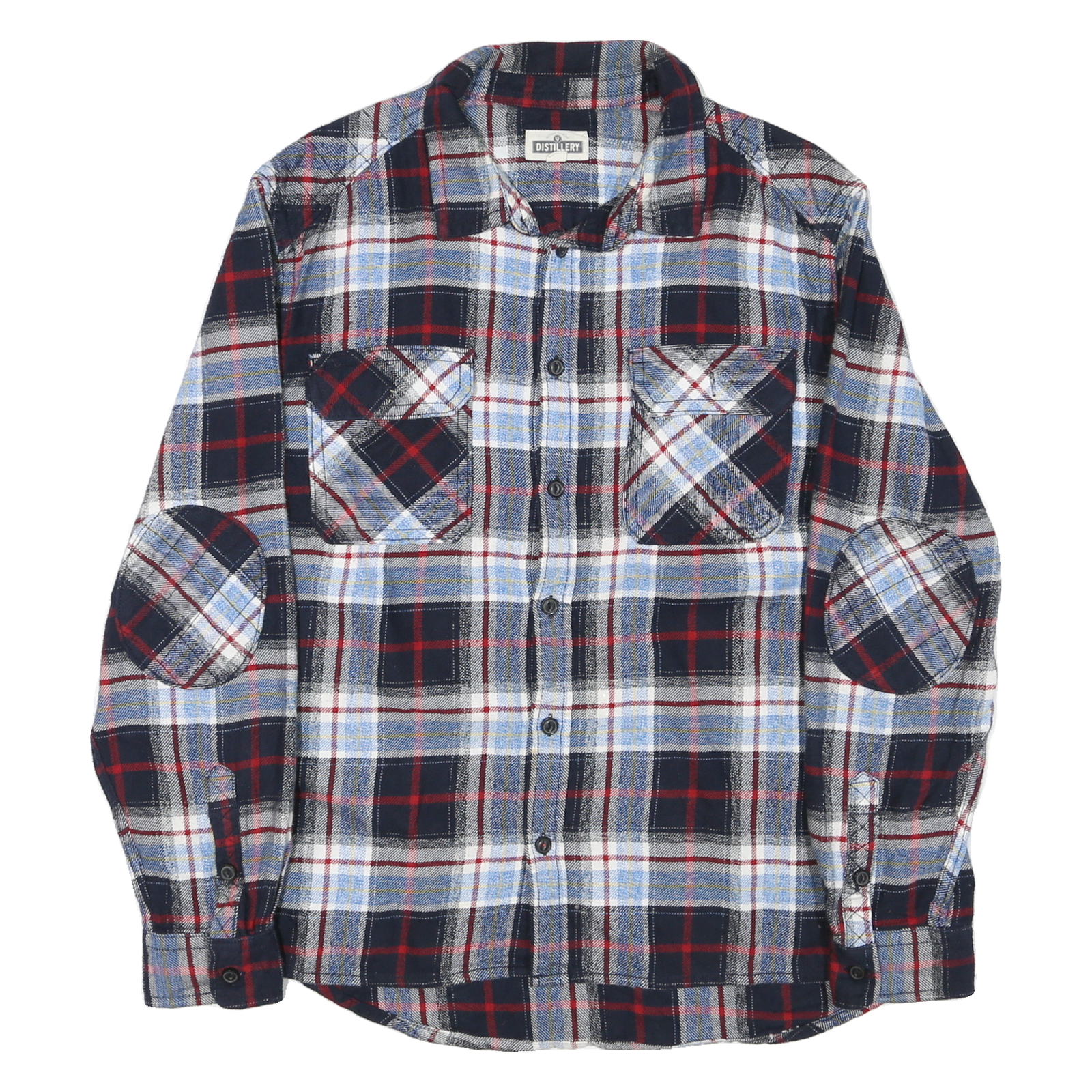 Mens Blue Black & Red Cotton Plaid Shirt XL Casual Button-Up Long Sleeve Refurbished - N/A refurbished available on Cerqular
