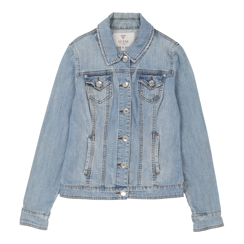 Buy Guess Denim Jacket - Medium Blue Cotton | Size: medium Refurbished - $32.02 Guess Denim Jacket - Medium Blue Cotton | Size: medium Refurbished - N/A (Preloved Designer is not a specific brand, it refurbished available on Cerqular