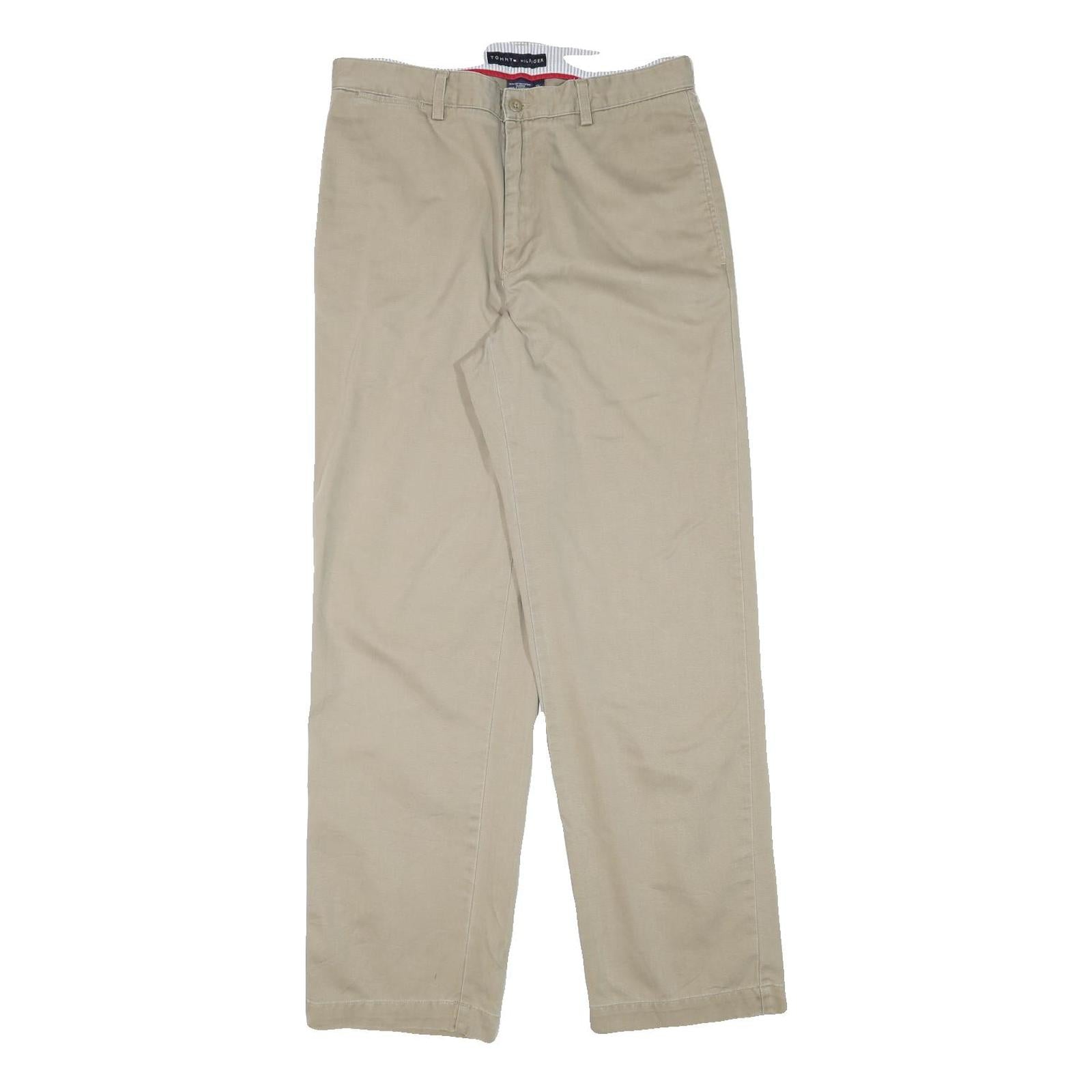 TOMMY HILFIGER Mens Regular Beige Cotton Blend Zip Trousers W33 L32 Smart Casual Refurbished - N/A refurbished available on Cerqular
