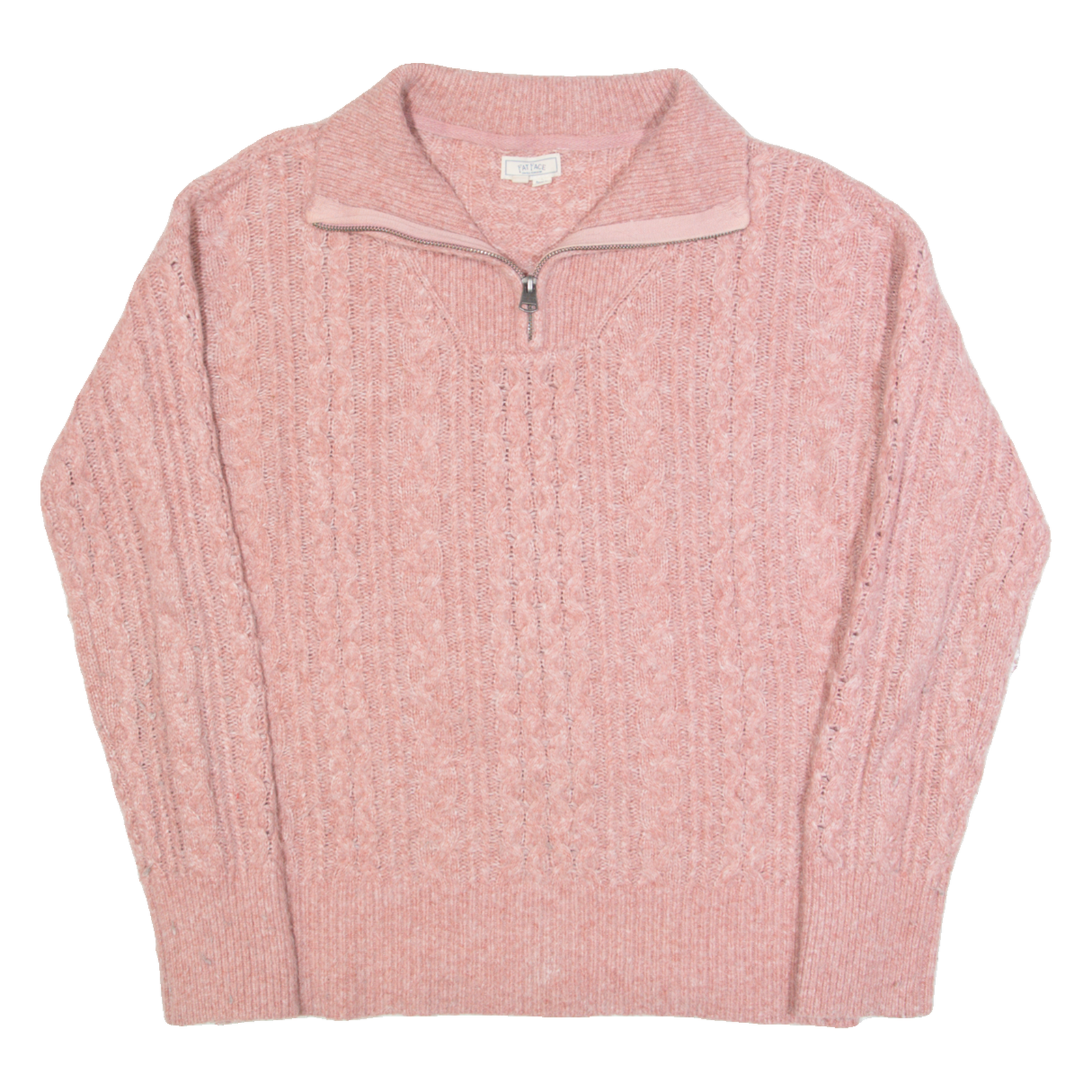 FAT FACE Womens Jumper Pink 1/4 Zip Cable Knit UK 8 Refurbished - N/A refurbished available on Cerqular