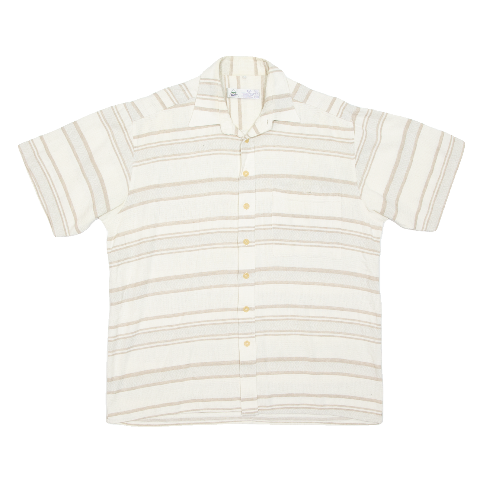 NEW TASTE Mens Shirt Beige Striped L Refurbished - N/A refurbished available on Cerqular