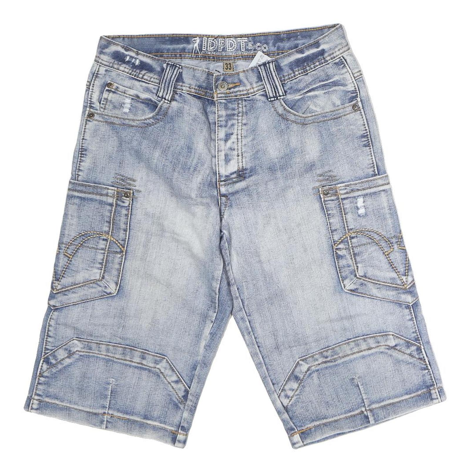 IDPDT Mens Cotton Blue Cargo Shorts M W34 Casual Stylish Summer Wear Refurbished - N/A refurbished available on Cerqular