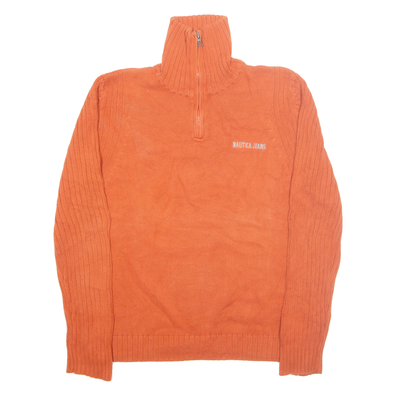 NAUTICA Mens Jumper Orange 1/4 Zip Tight Knit L Refurbished - N/A refurbished available on Cerqular