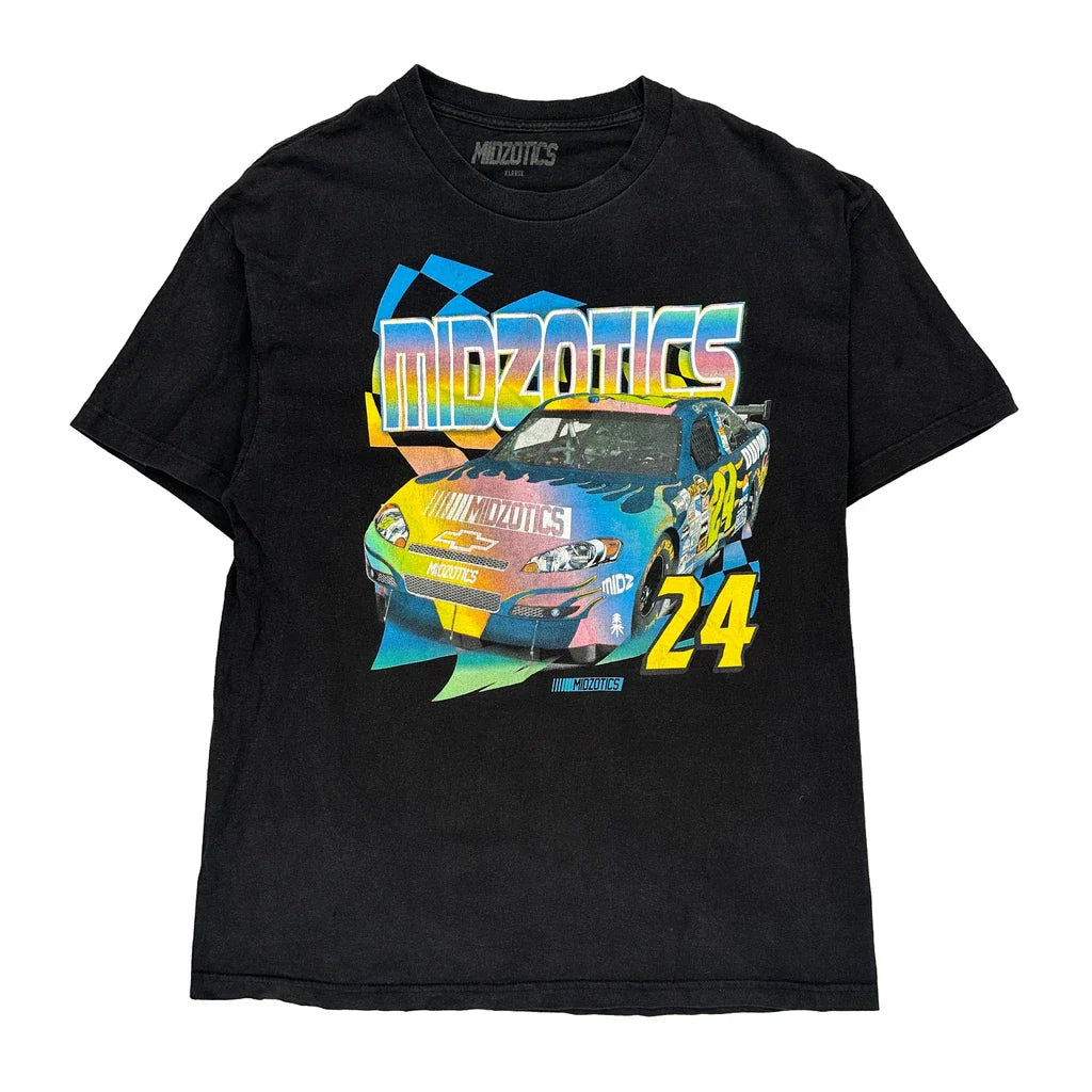 24 Midzotics Nascar T-Shirt - XL Black Cotton Refurbished - Thrifted (note: this is a term often used to describe second- refurbished available on Cerqular