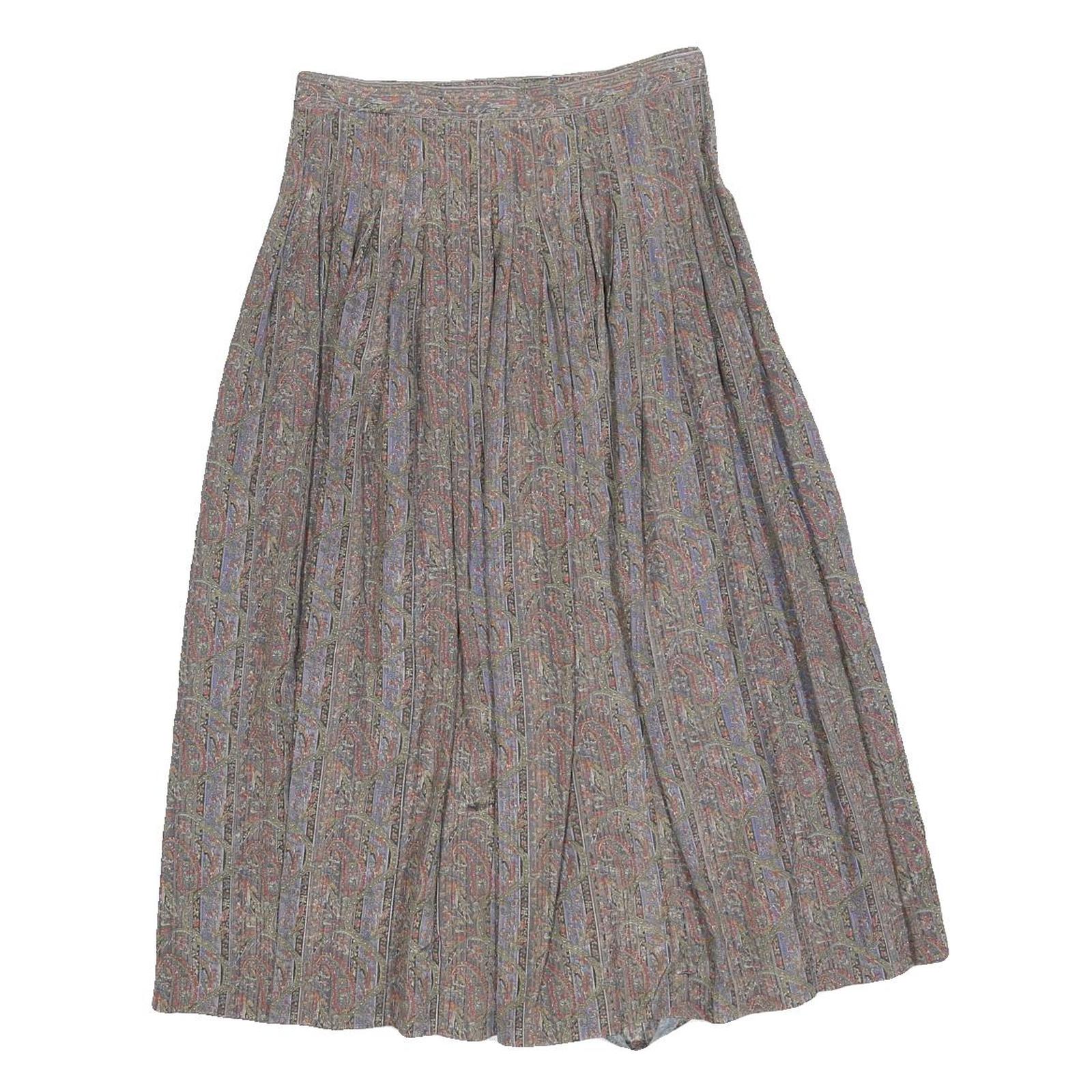 TALBOTS Womens Grey Paisley Pleated Midi Polyester Blend Skirt Size S Classic Refurbished - N/A refurbished available on Cerqular