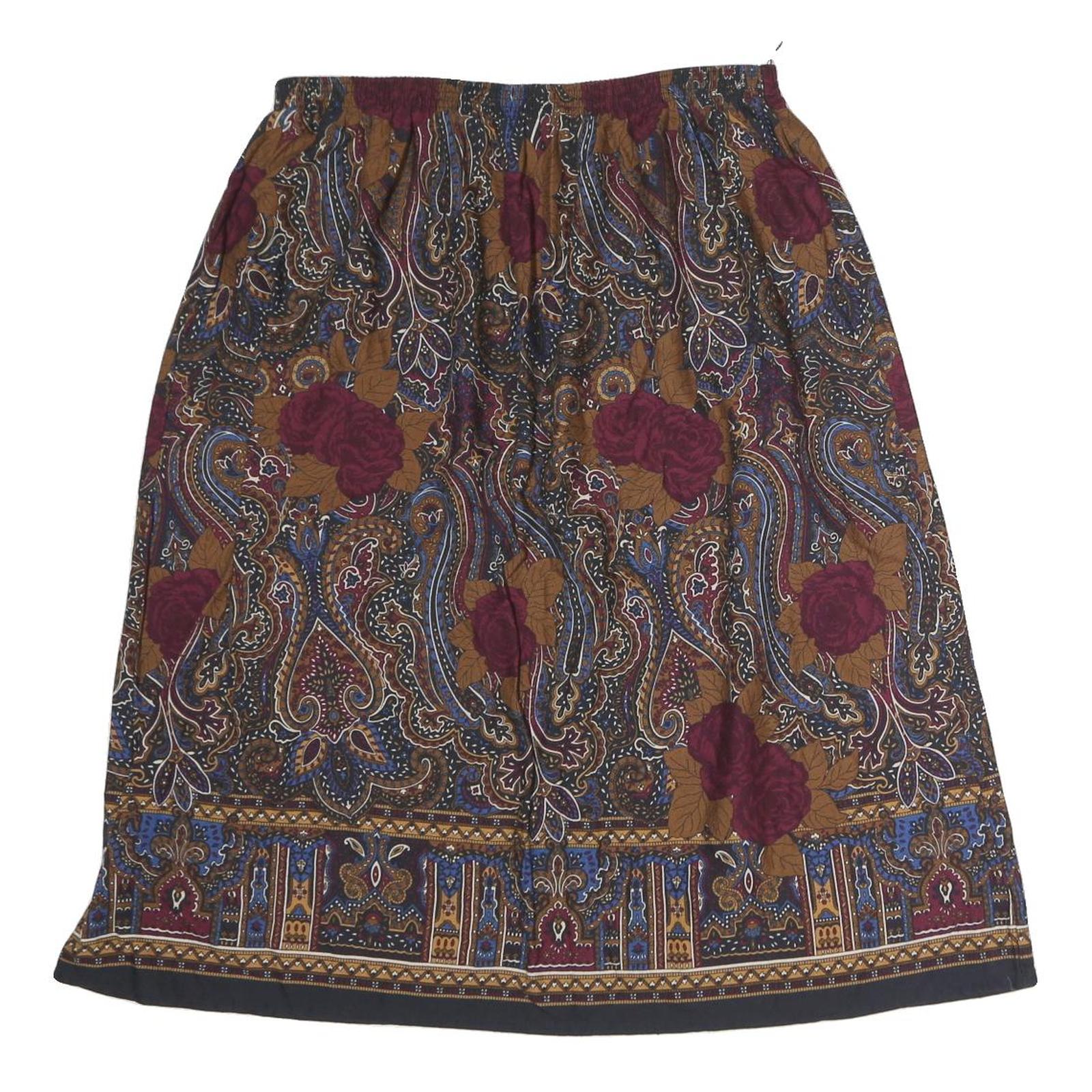 GAPE COD Womens Brown Burgundy Floral Paisley Print Midi Skirt Polyester M Refurbished - N/A refurbished available on Cerqular