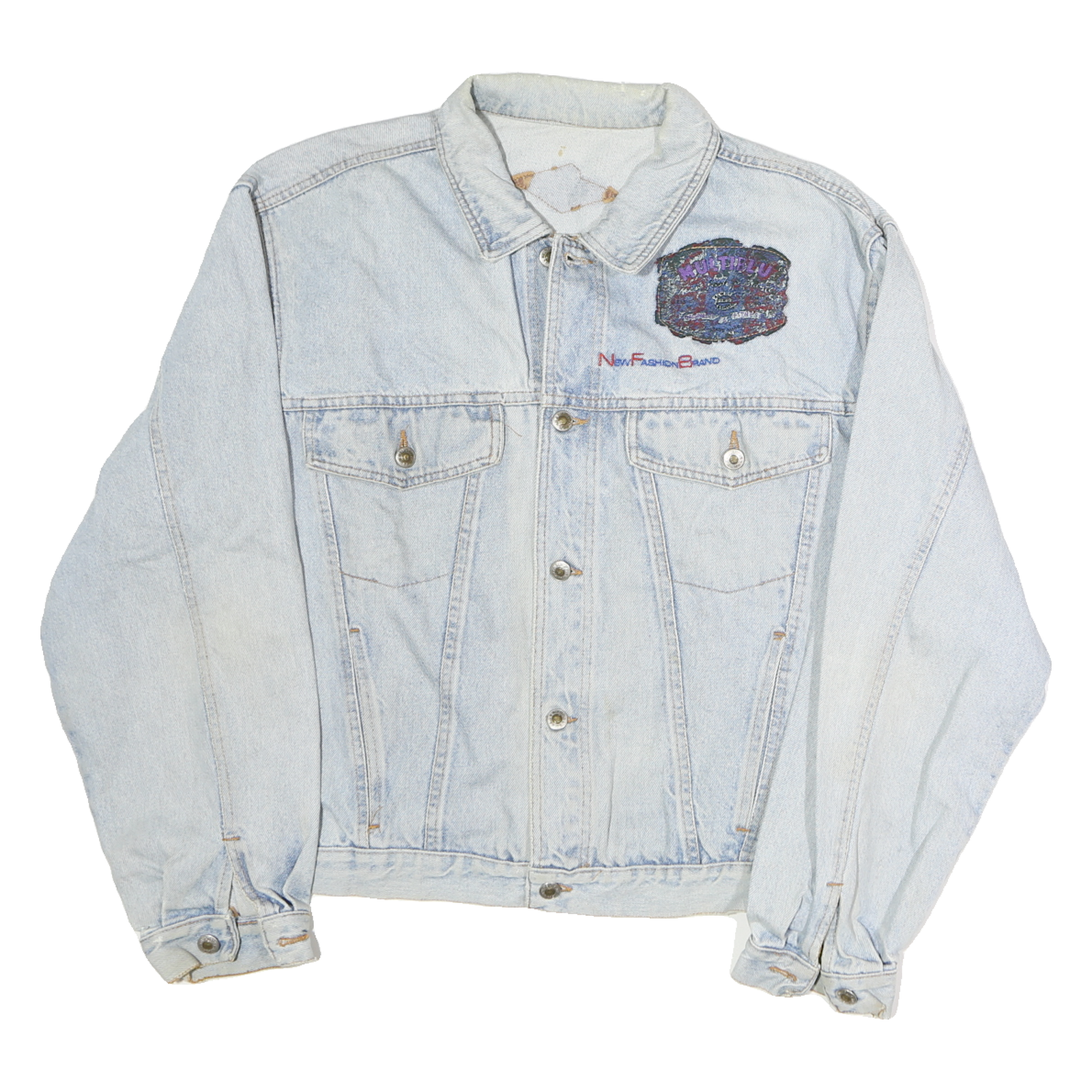 Mens Blue Denim Jacket Cotton Button Casual Vintage Style M Long Sleeve Refurbished - N/A refurbished available on Cerqular