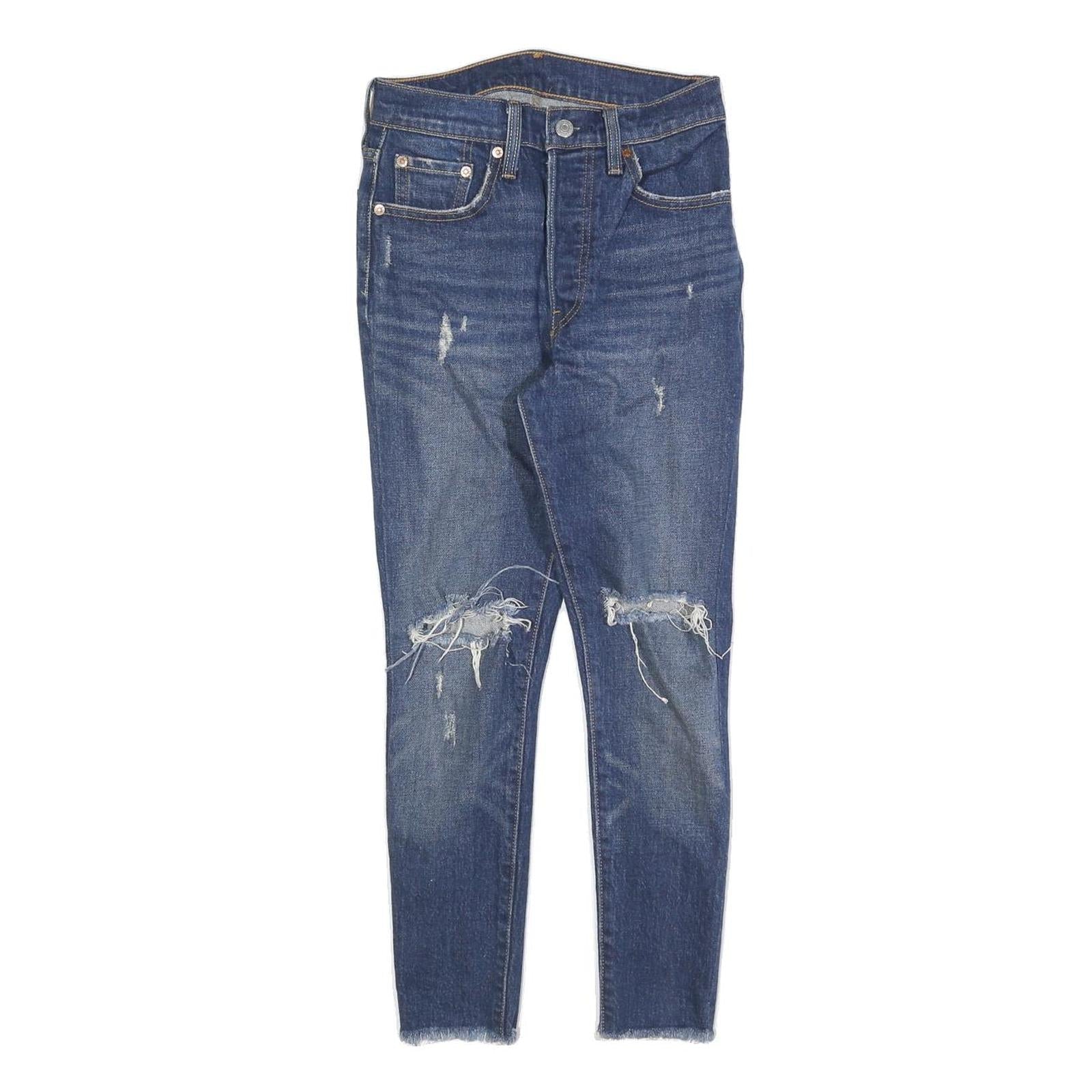 LEVI'S 501S Womens Jeans Blue Slim Skinny Denim Light W24 L24 Distressed Refurbished - N/A refurbished available on Cerqular