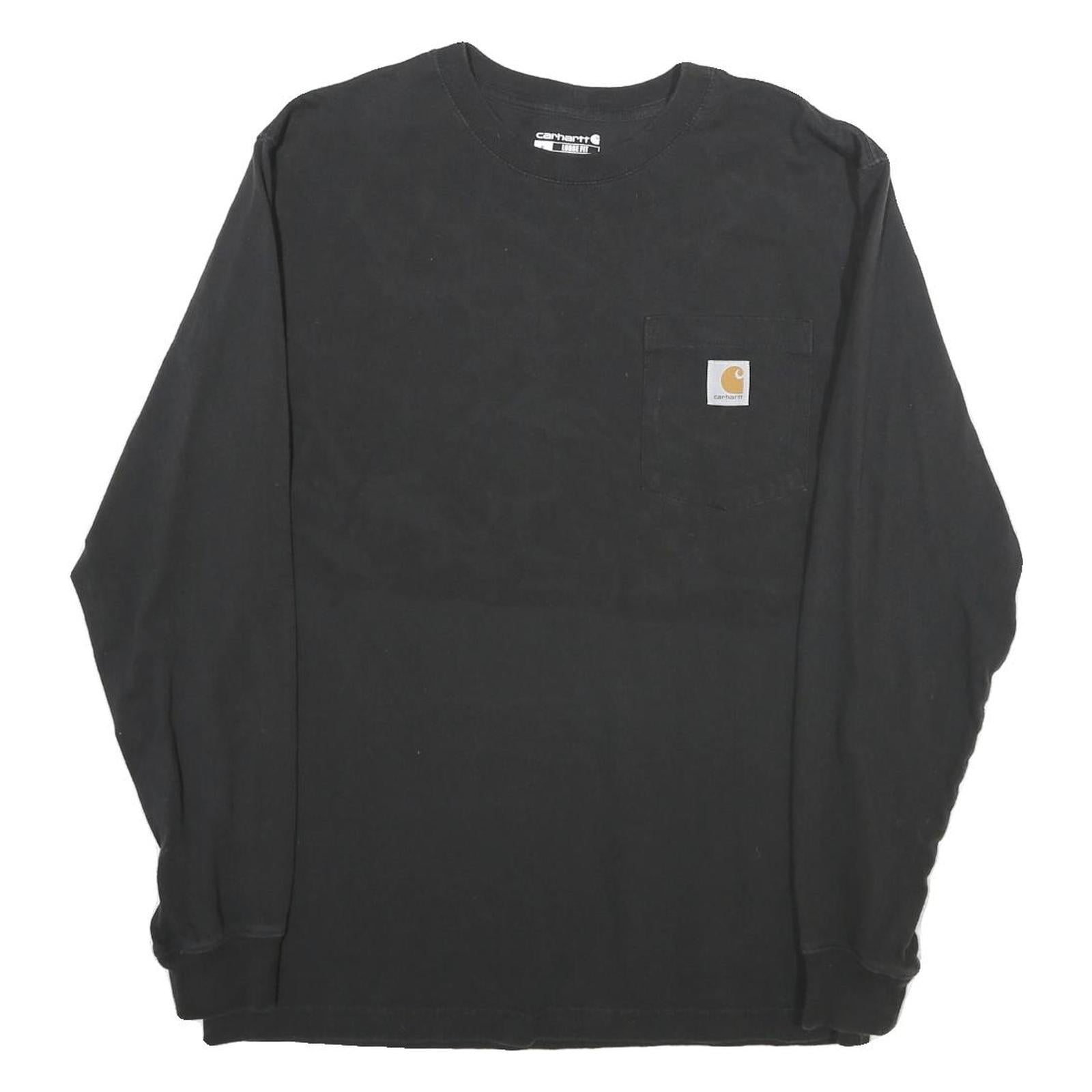 CARHARTT Mens Black Pocket Long Sleeve Crew Neck T-Shirt S Cotton Workwear Refurbished - N/A refurbished available on Cerqular