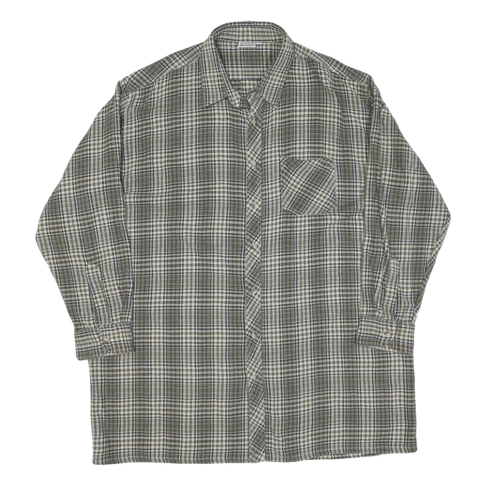 Mens Green & Grey Checked Cotton Blend Shirt 2XL Casual Classic Fit Button-Down Refurbished - N/A refurbished available on Cerqular