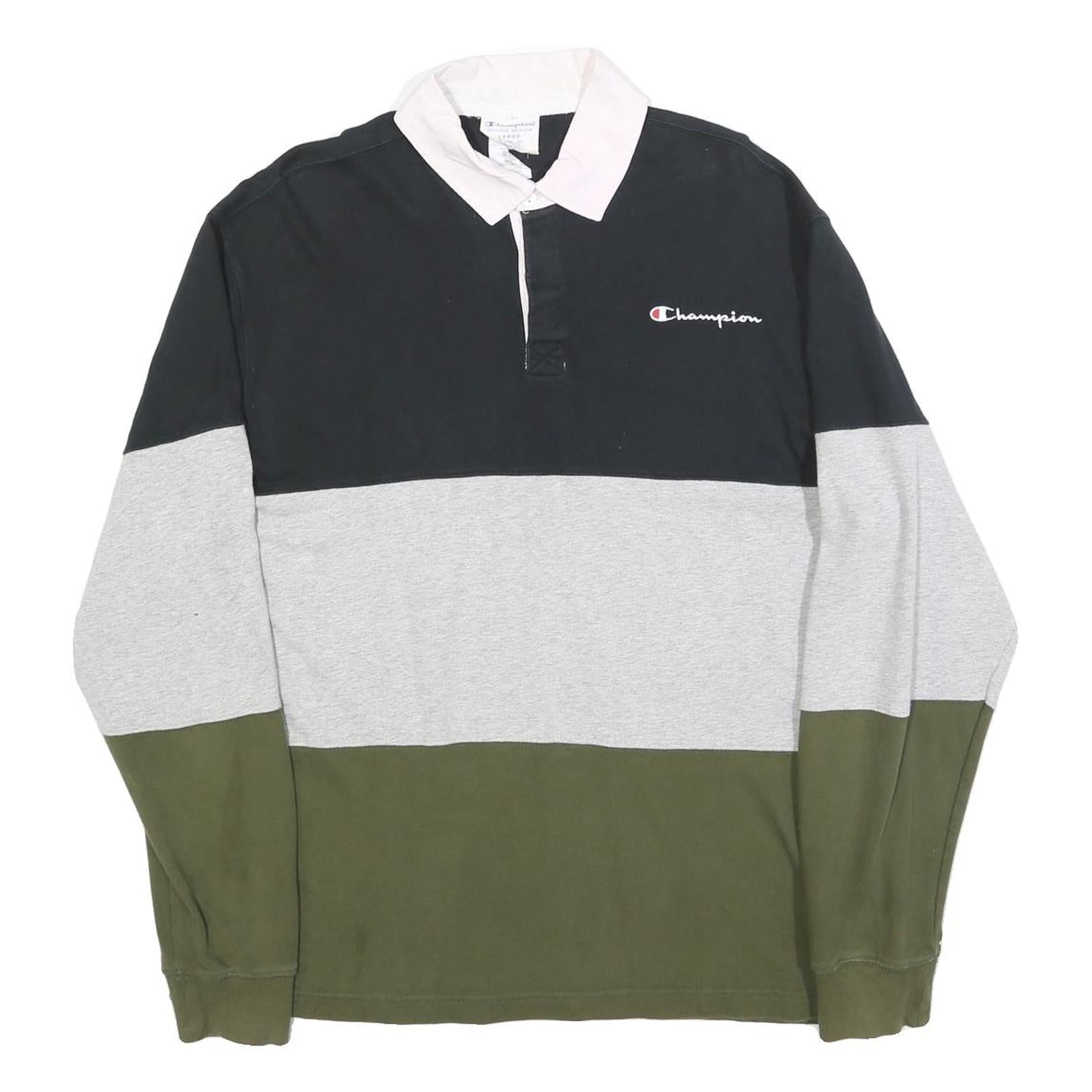 Buy CHAMPION REVERSE WEAVE Mens Black & Grey & Green Long Sleeve Colourblock Polo Refurbished - $59.79 CHAMPION REVERSE WEAVE Mens Black & Grey & Green Long Sleeve Colourblock Polo Refurbished - N/A refurbished available on Cerqular