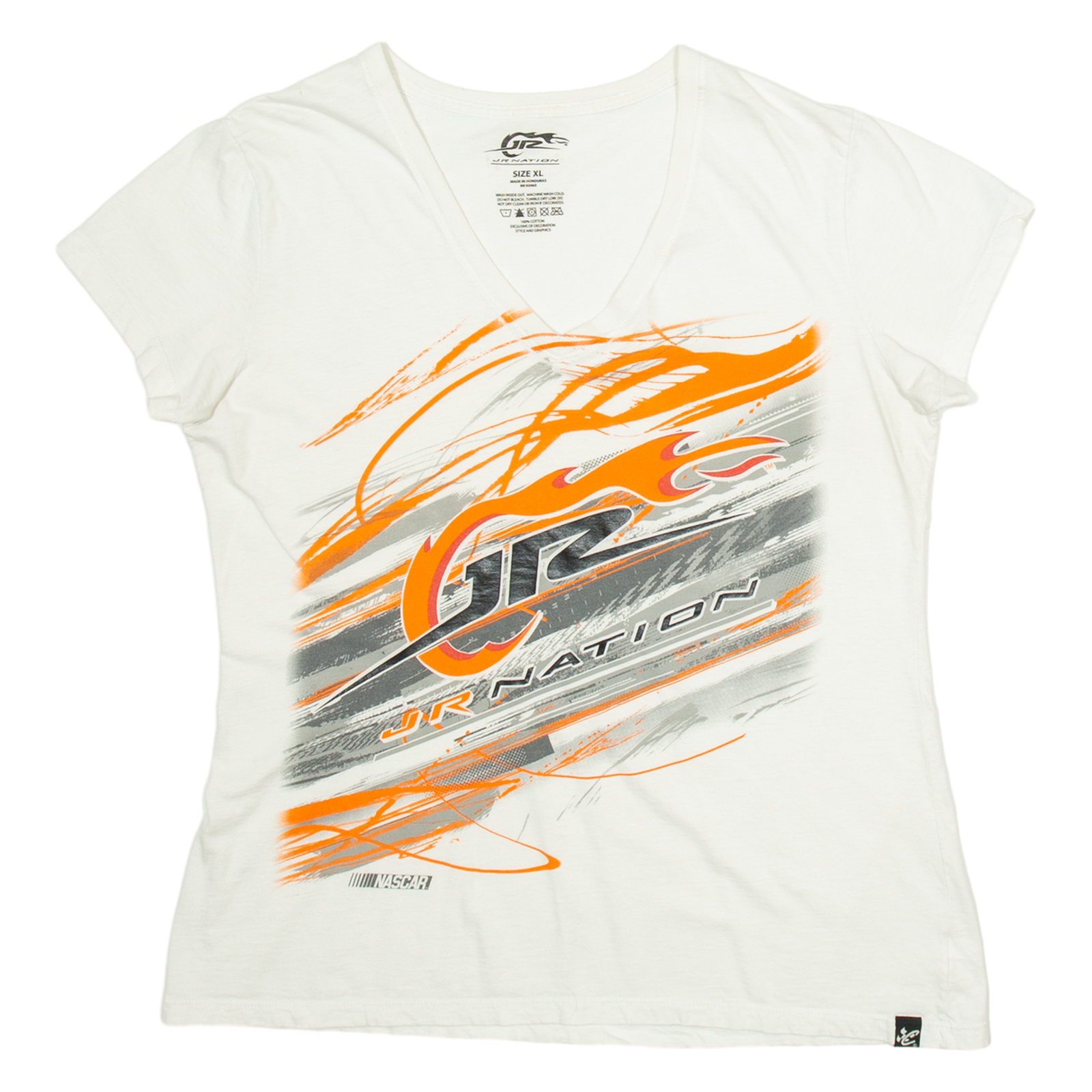 JR NATION Nascar Womens T-Shirt White USA V-Neck XL Refurbished - N/A refurbished available on Cerqular