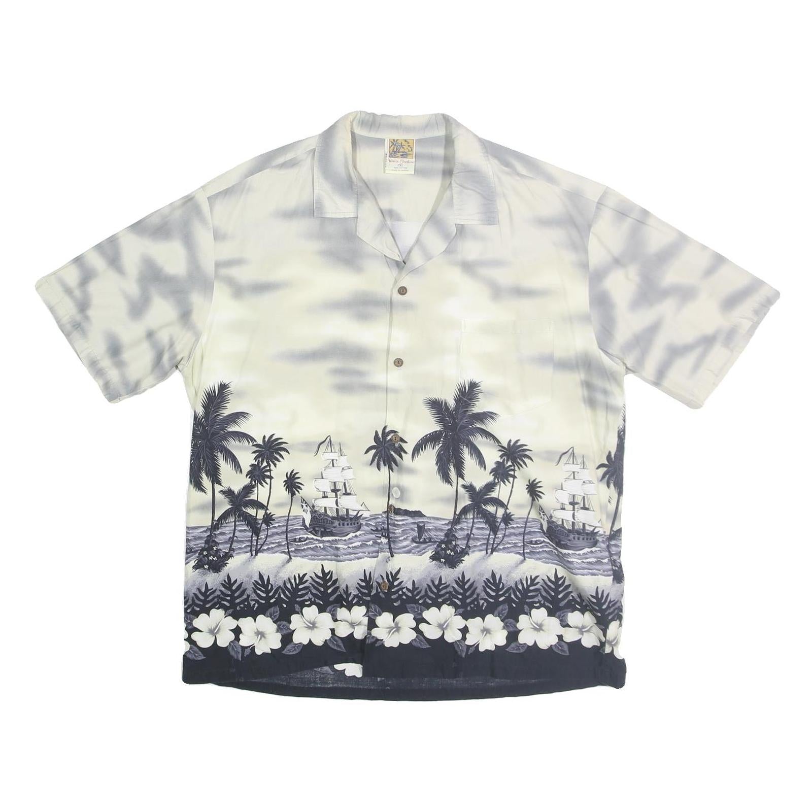 WINNIE FASHION Mens White & Grey Hawaiian Shirt Cotton 2XL Summer Beachwear Refurbished - N/A refurbished available on Cerqular