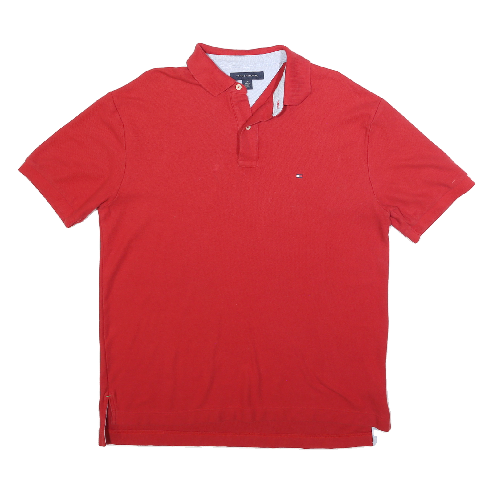 TOMMY HILFIGER Mens Red Polo Shirt L Cotton Blend Short Sleeve Basic Casual Refurbished - N/A refurbished available on Cerqular