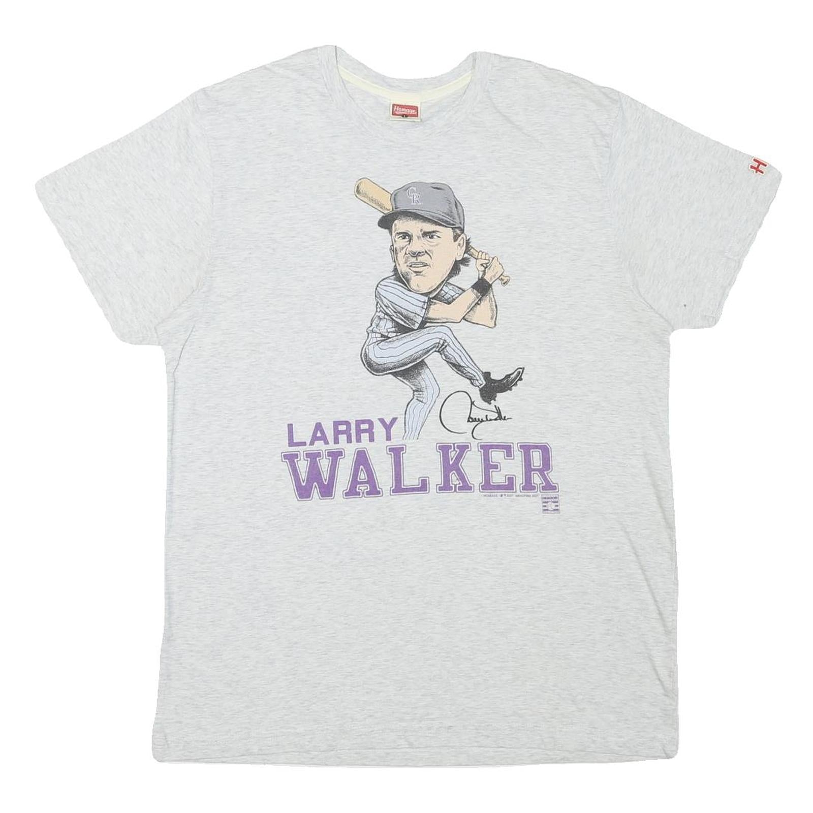 HOMAGE Mens White Larry Walker Graphic T-Shirt L Short Sleeve Crew Neck Baseball Refurbished - N/A refurbished available on Cerqular