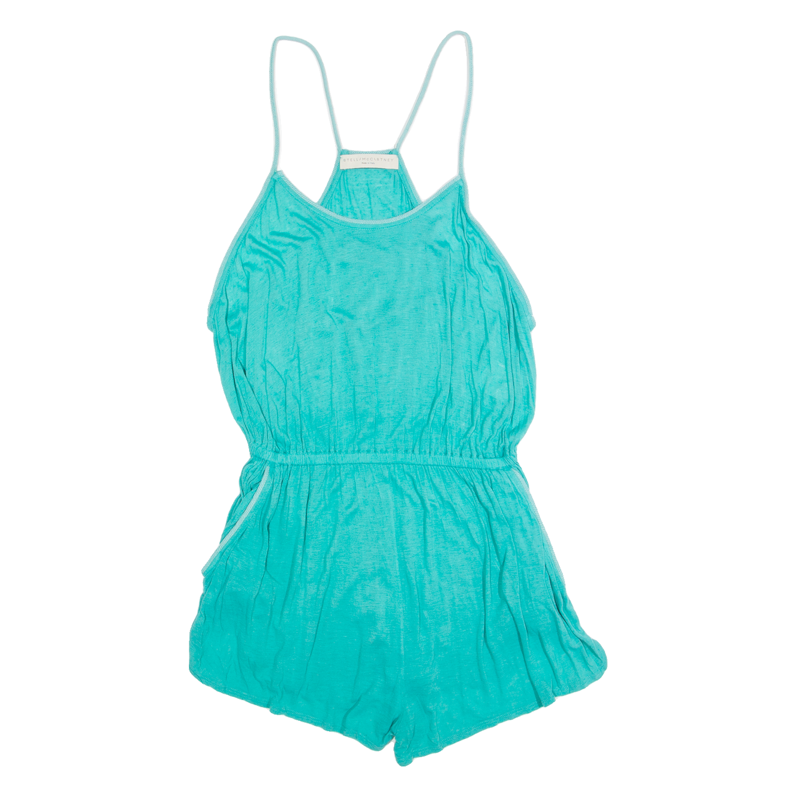 STELLA MCCARTNEY Womens Playsuit Blue Wide-Leg Linen M Refurbished - N/A refurbished available on Cerqular