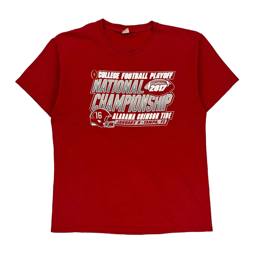 Alabama Crimson Tide Hanes T-Shirt - Large Red Cotton Refurbished - Thrifted (note: this is a term often used to describe second- refurbished available on Cerqular