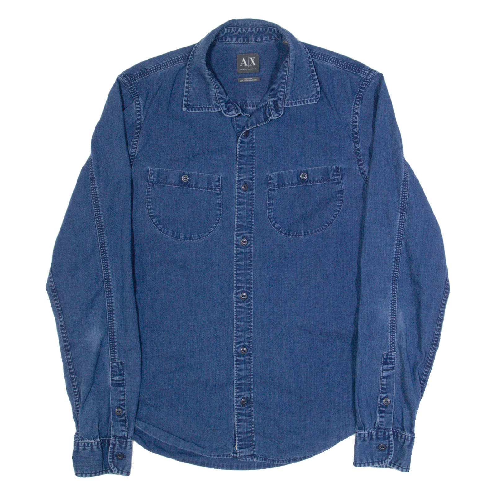 ARMANI EXCHANGE Casual Fitted Mens Plain Shirt Blue Long Sleeve S Refurbished - N/A refurbished available on Cerqular