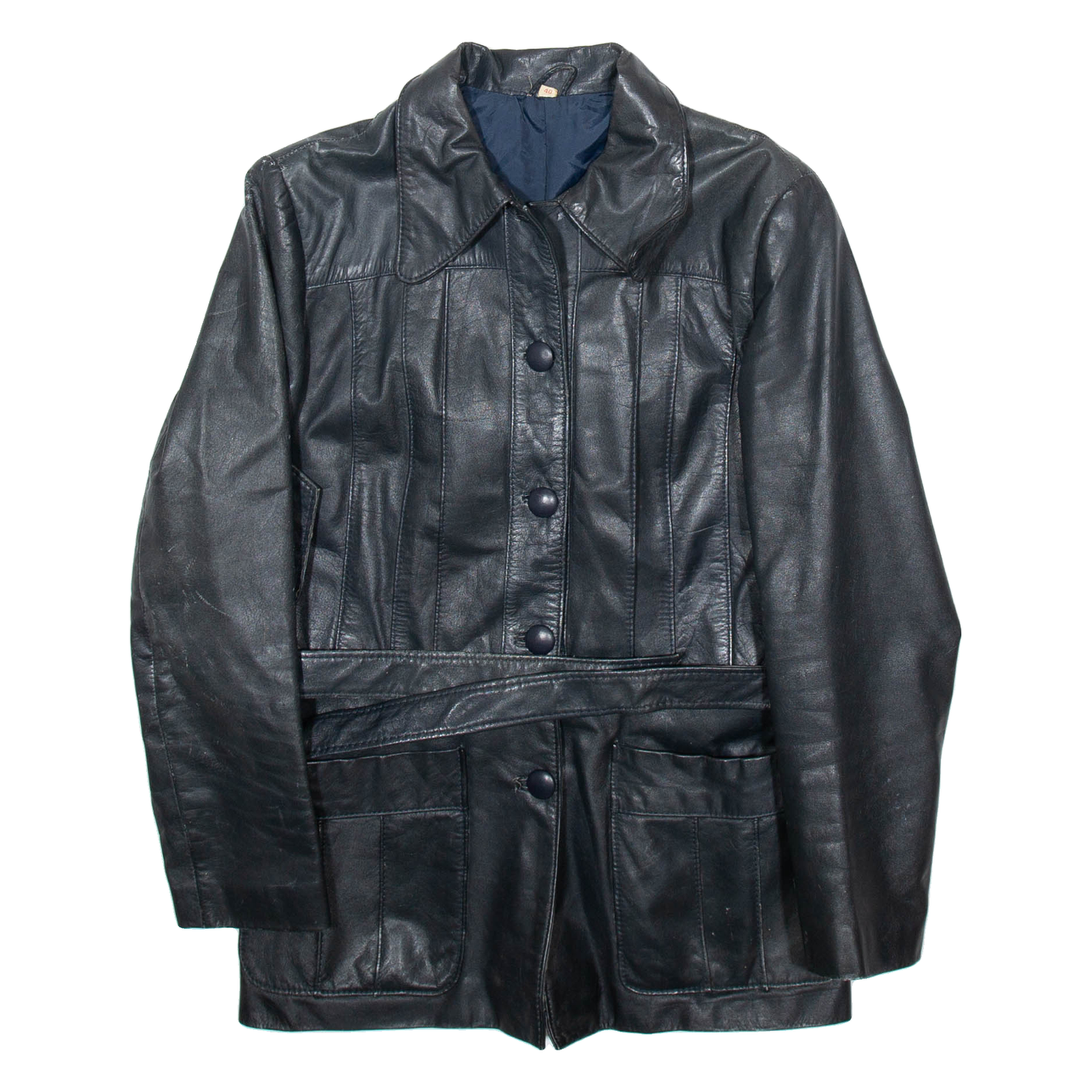 DRESS Womens Trench Coat Black Leather 90s M Refurbished - N/A refurbished available on Cerqular