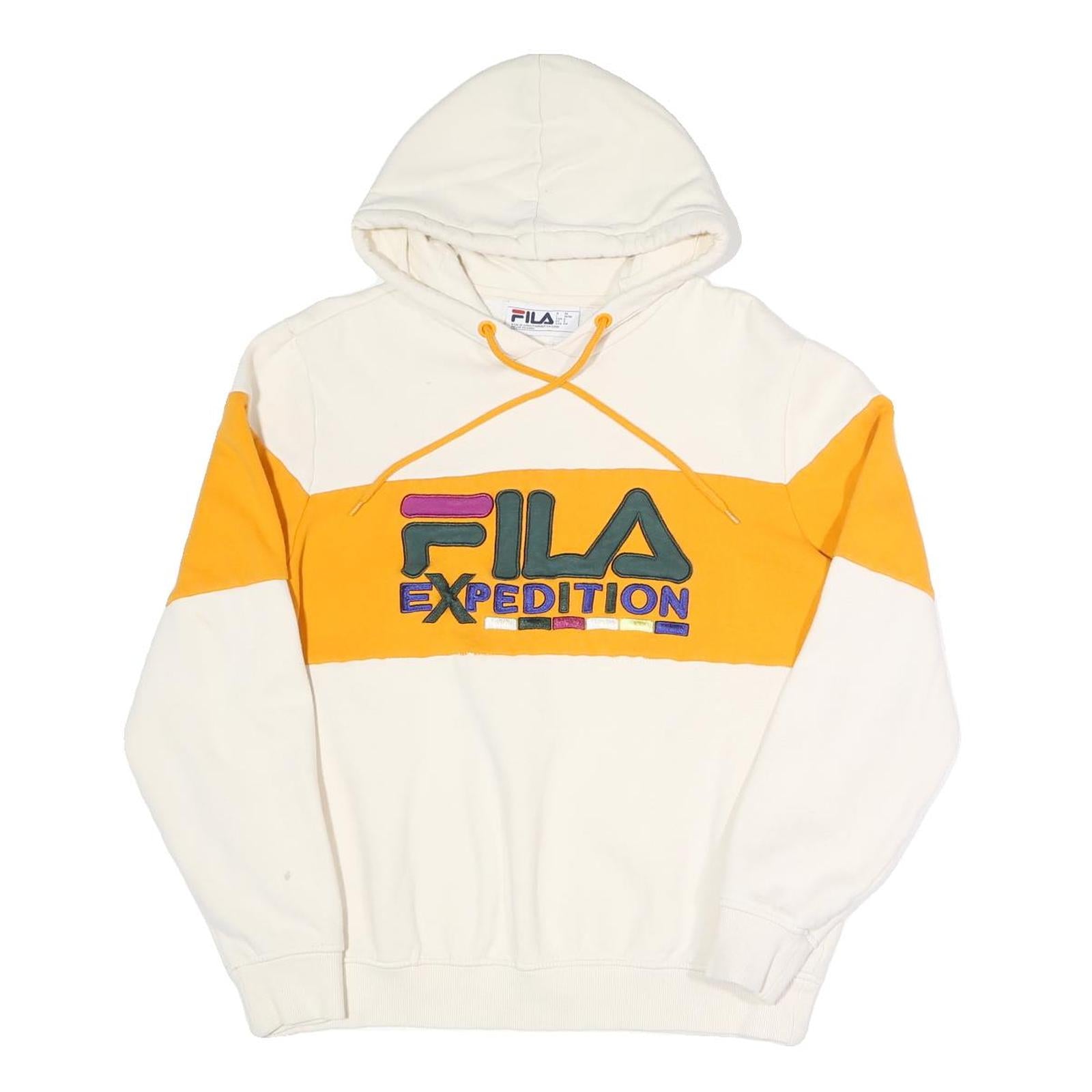 FILA Womens Cream & Yellow Expedition Hoodie S Casual Cotton Blend Pullover Refurbished - N/A refurbished available on Cerqular