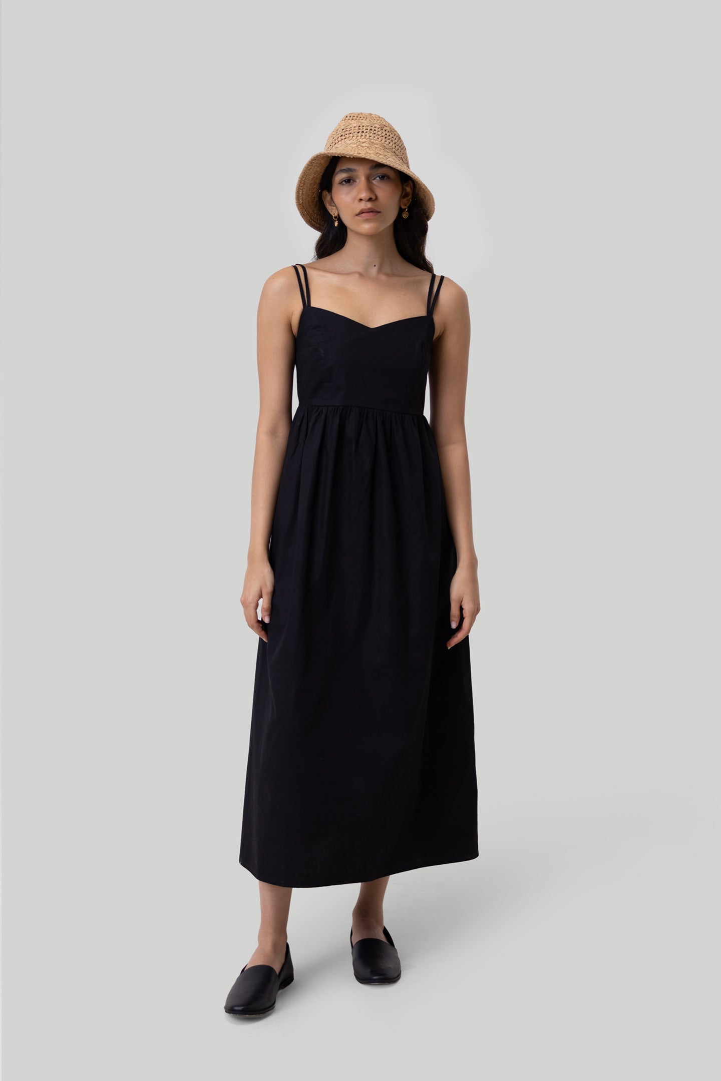 Buy Strappy Gathered Midi Dress in Black | Color: Black | Size: M Refurbished - $58.00 Strappy Gathered Midi Dress in Black | Color: Black | Size: M Refurbished - Resistor (Note: This is a generic term for an electronic component, refurbished available on Cerqular