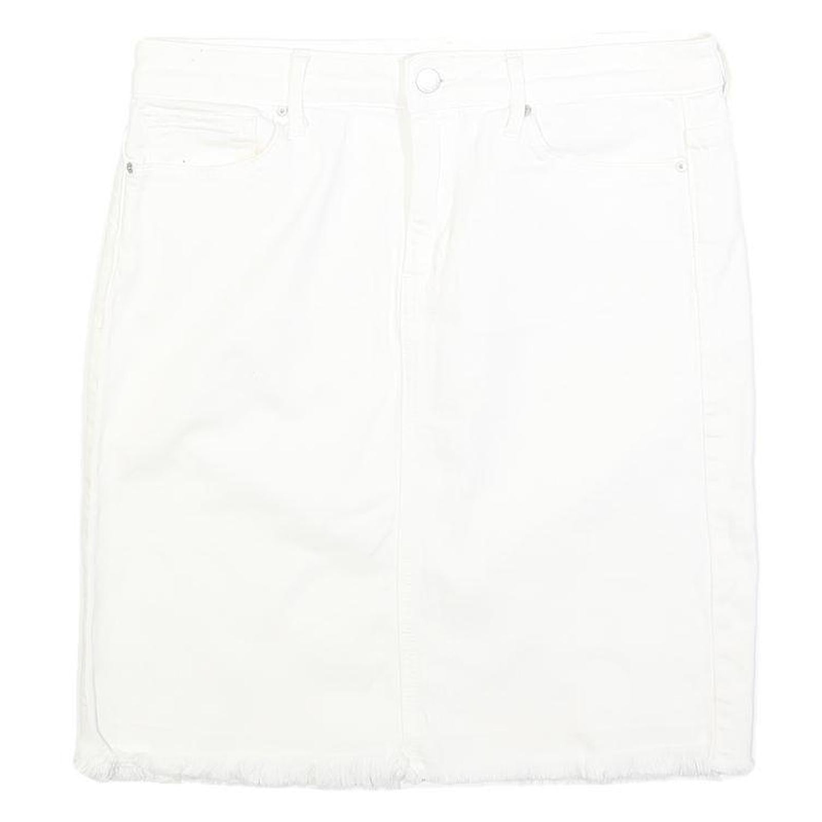 CALVIN KLEIN JEANS Womens White Cotton Blend Denim Mini Skirt Frayed Hem M Refurbished - N/A refurbished available on Cerqular