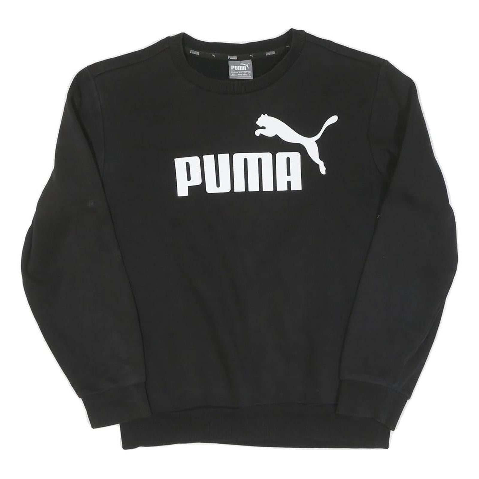 PUMA Womens Black Cotton Crew Neck Sweatshirt S Logo Print Casual Pullover Refurbished - N/A refurbished available on Cerqular