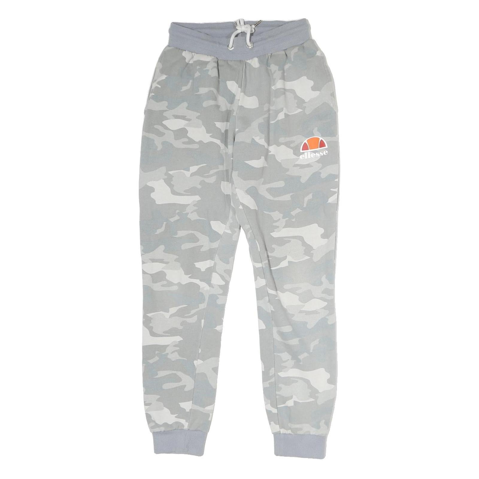 ELLESSE Womens Joggers Grey Camouflage XS W26 L26 Slim Tapered Logo Drawstring Refurbished - N/A refurbished available on Cerqular