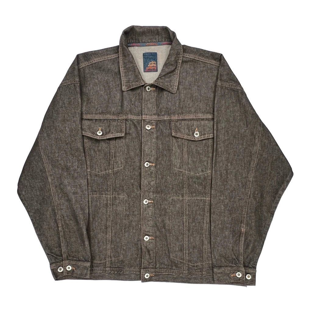 Godbody Hip Hop Denim Jacket - 3XL Grey Denim Refurbished - Thrifted (note: this is a term often used to describe second- refurbished available on Cerqular