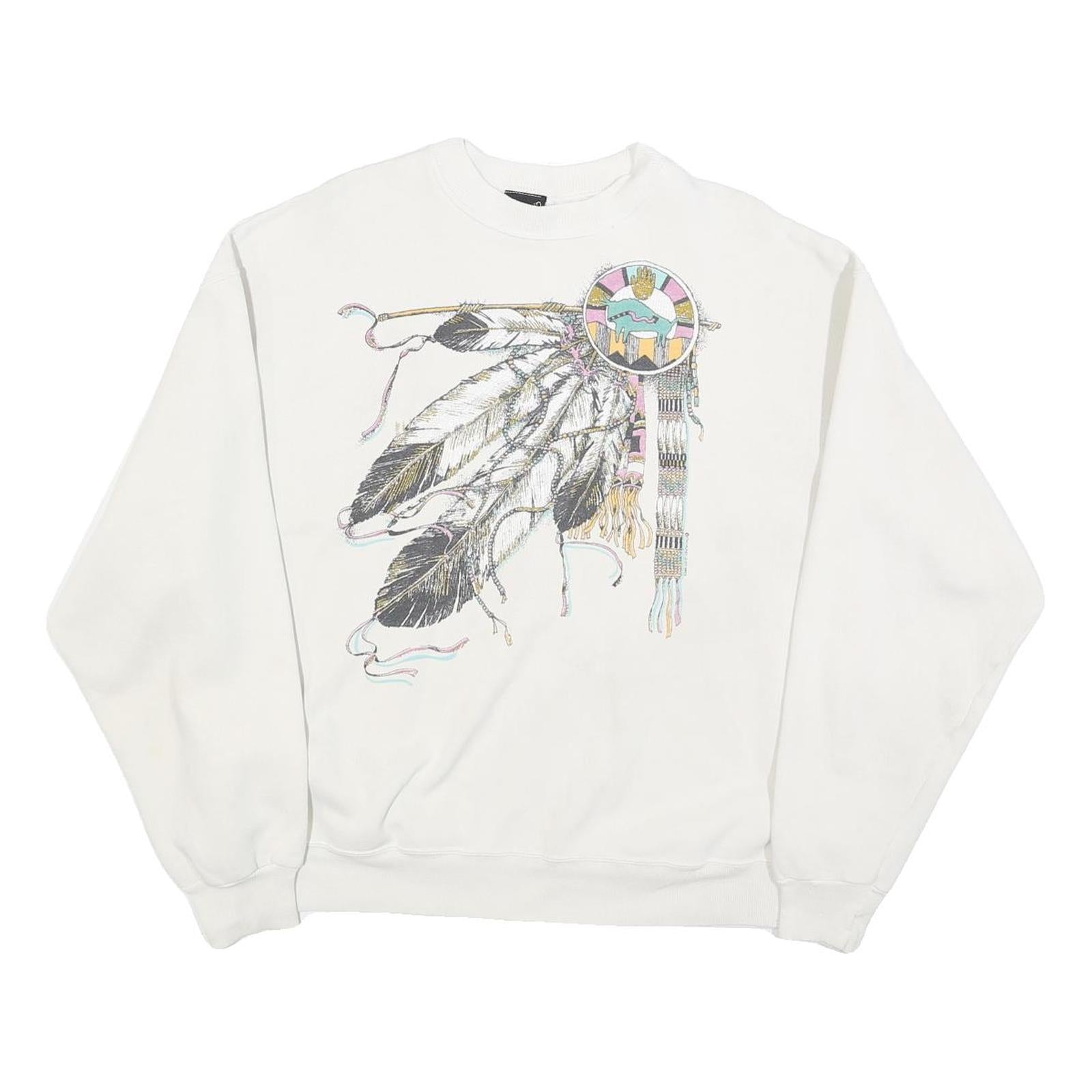 DIAMOND DUST Womens White XL Crew Neck Feather Graphic Pullover Sweatshirt Refurbished - N/A refurbished available on Cerqular