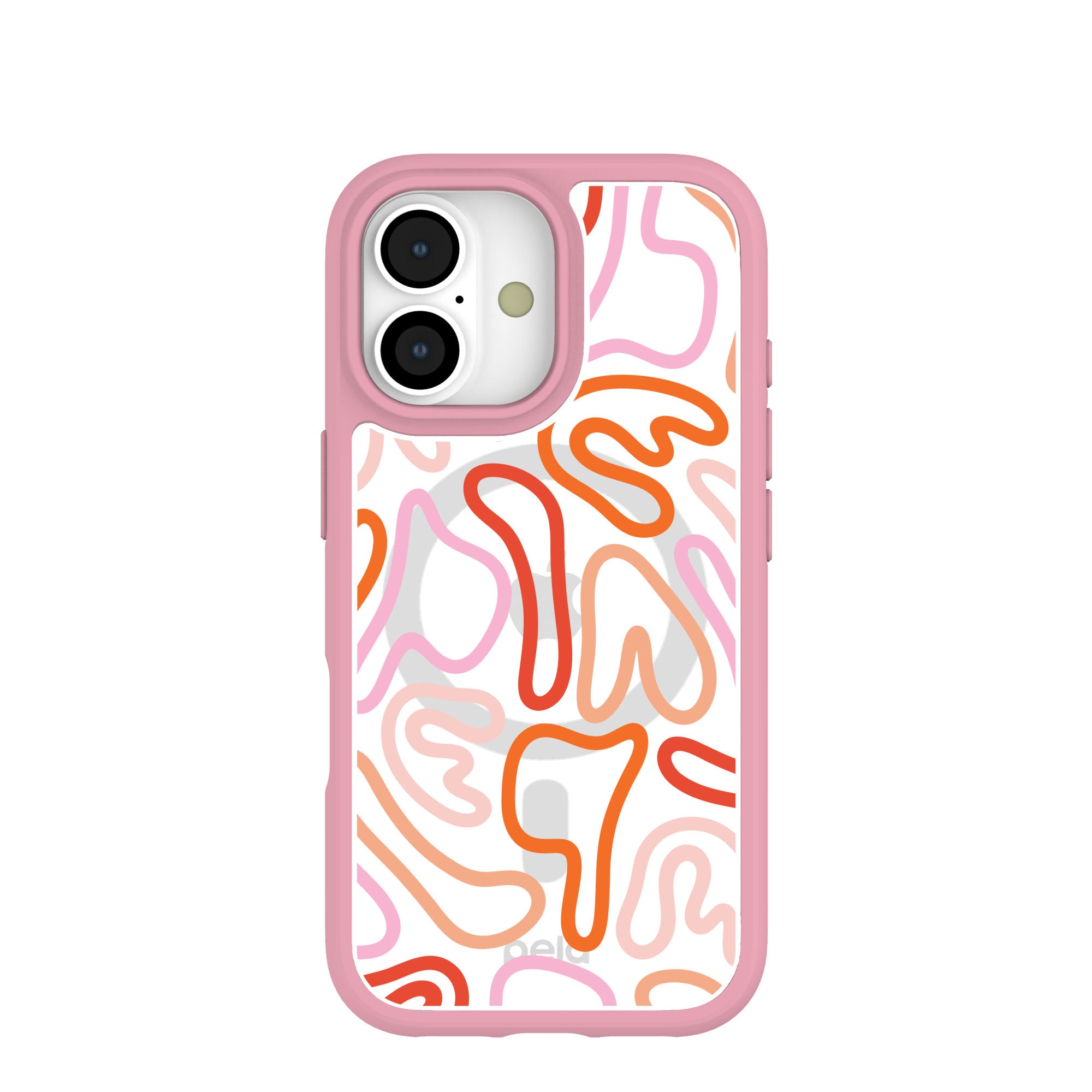 Clear Sweet Doodles iPhone 17 Case With Petal Pink Ridge (MagSafe included) Refurbished - Pela Case refurbished available on Cerqular