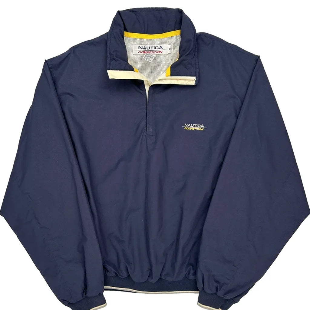 Nautica Jacket - XL Navy Nylon Refurbished - Thrifted (note: this is a term often used to describe second- refurbished available on Cerqular