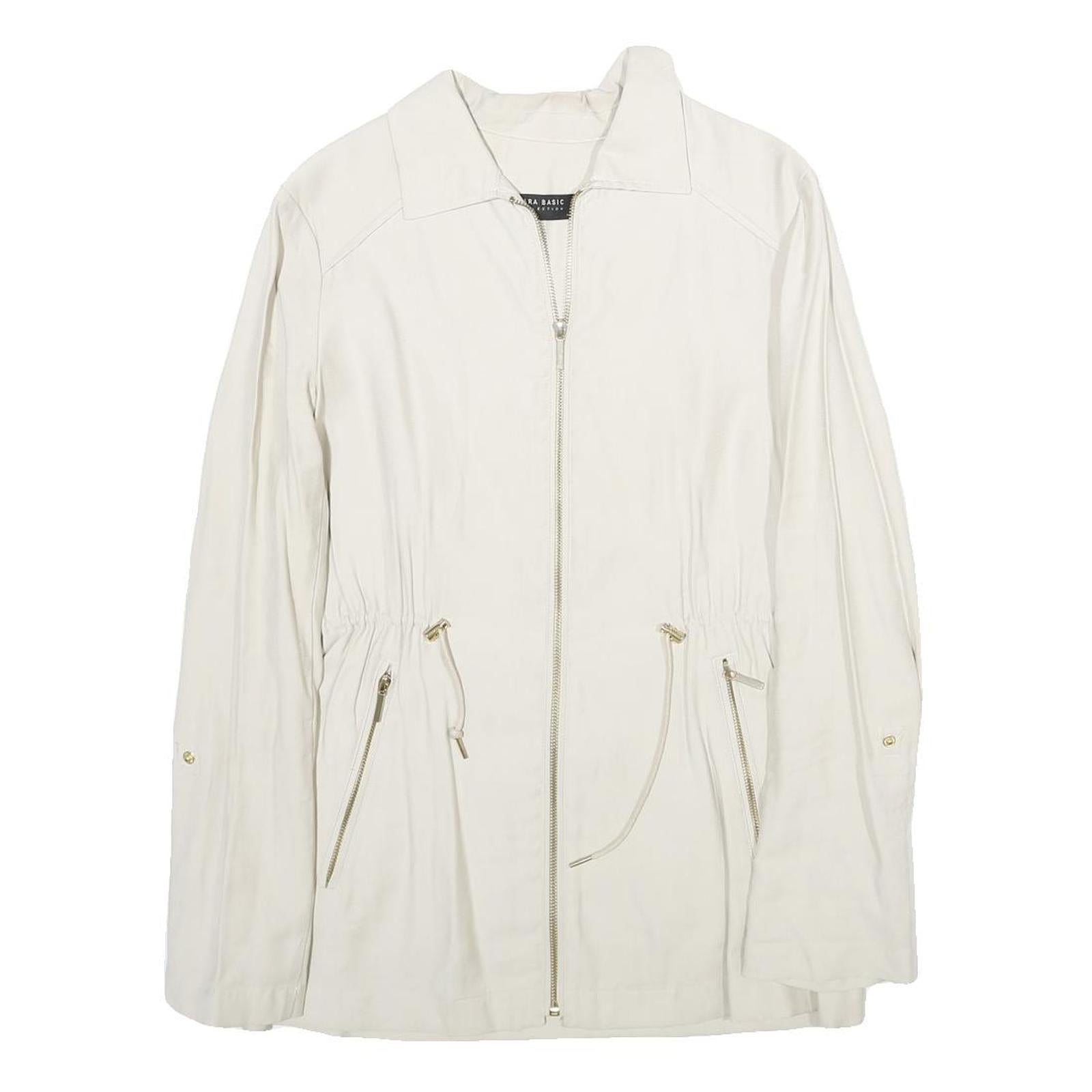 ZARA Womens White Jacket XS Viscose Blend Lightweight Zip Up Casual Refurbished - N/A refurbished available on Cerqular
