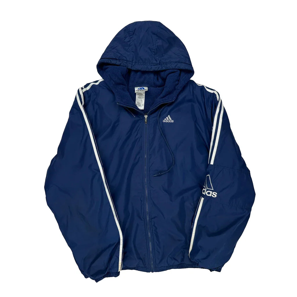 Adidas Jacket - XL Blue Polyester Refurbished - Thrifted (note: this is a term often used to describe second- refurbished available on Cerqular
