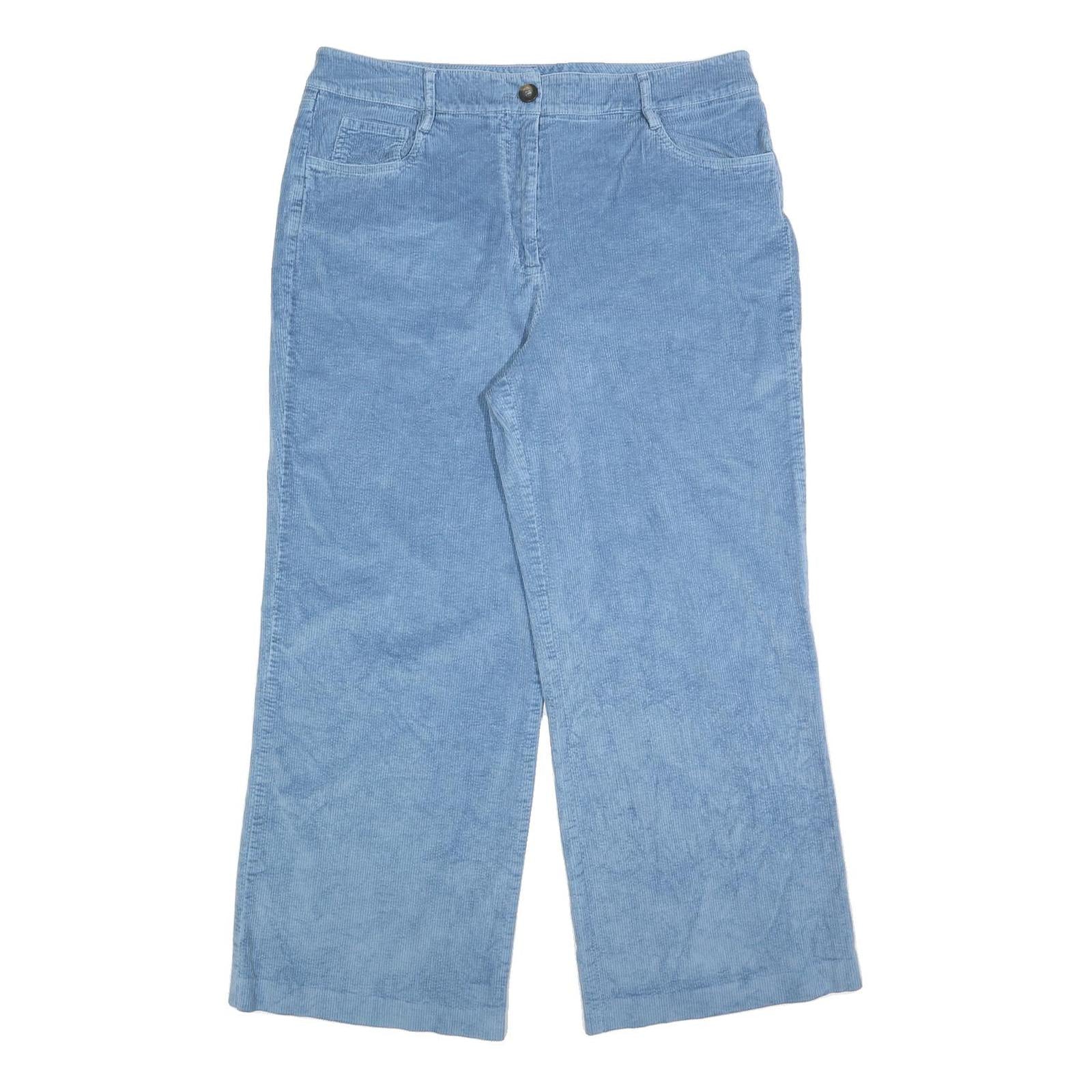 BODEN Womens Cotton Blend Blue Relaxed Wide-Leg Trousers W36 L28 Comfortable Refurbished - N/A refurbished available on Cerqular