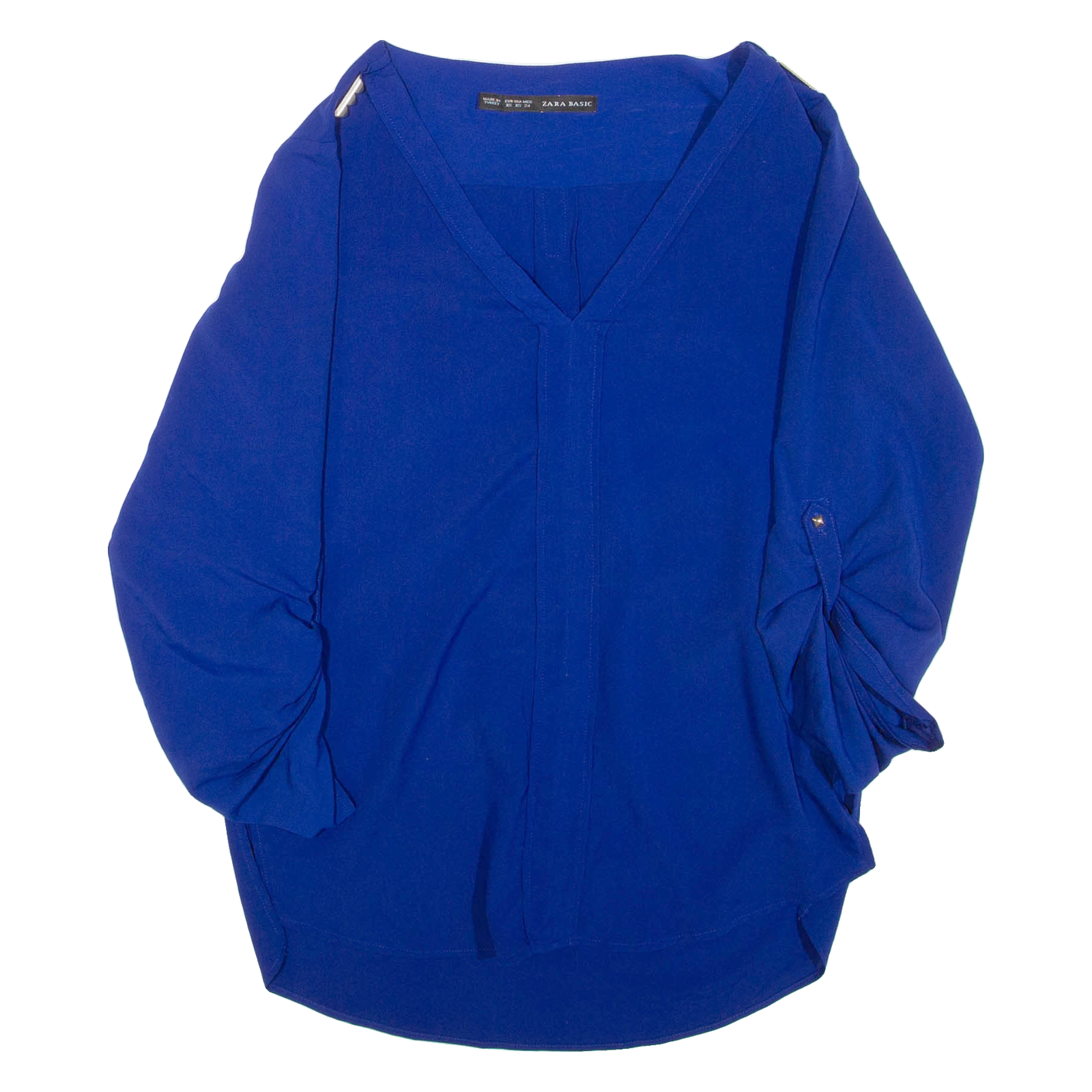ZARA Womens Blouse Blue V-Neck Long Sleeve S Refurbished - N/A refurbished available on Cerqular