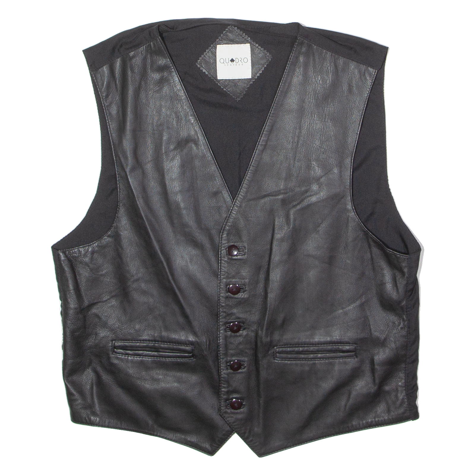 QUADRO Mens Waistcoat Black Leather L Refurbished - N/A refurbished available on Cerqular