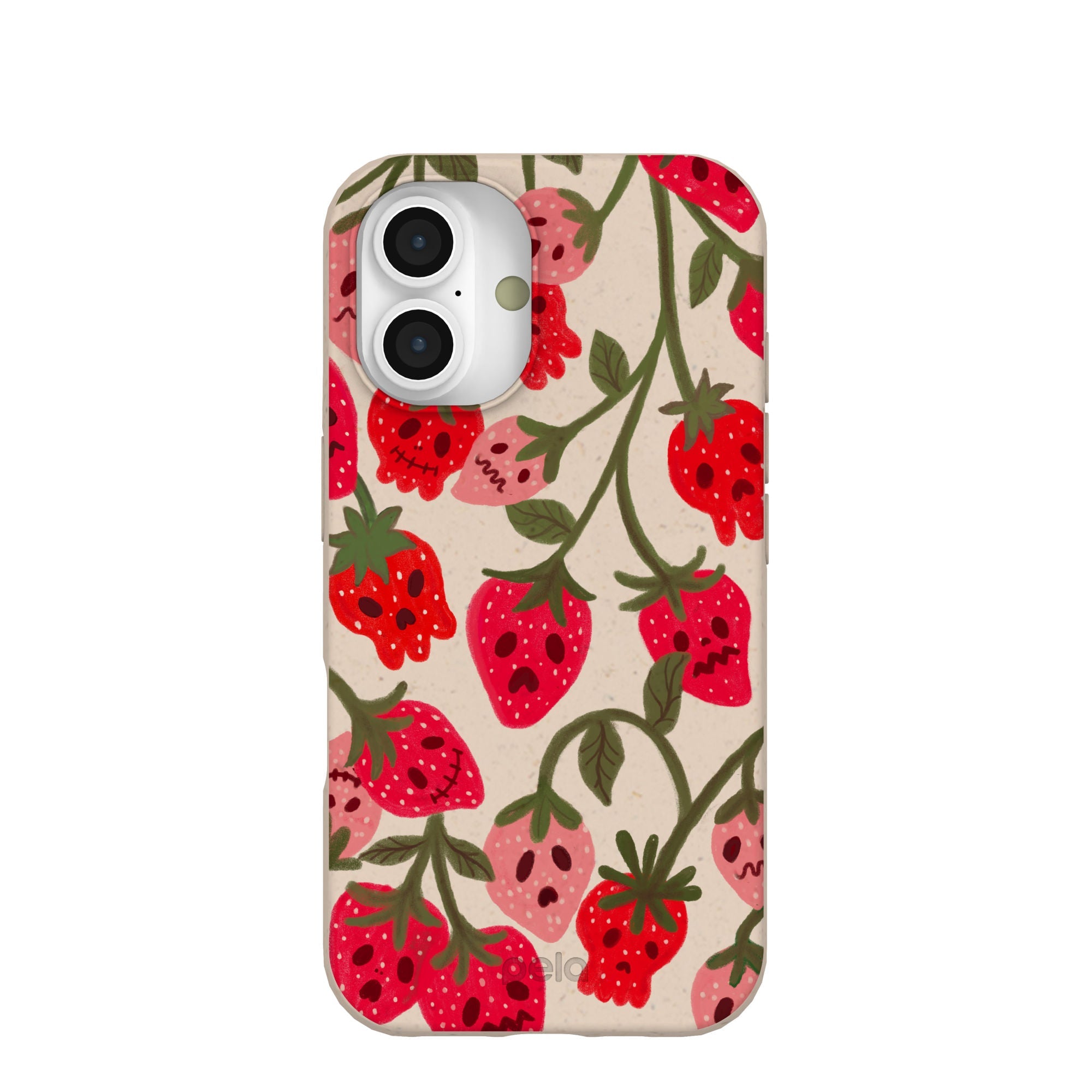 Seashell Strawboories iPhone 16 Case Refurbished - Pela Case refurbished available on Cerqular