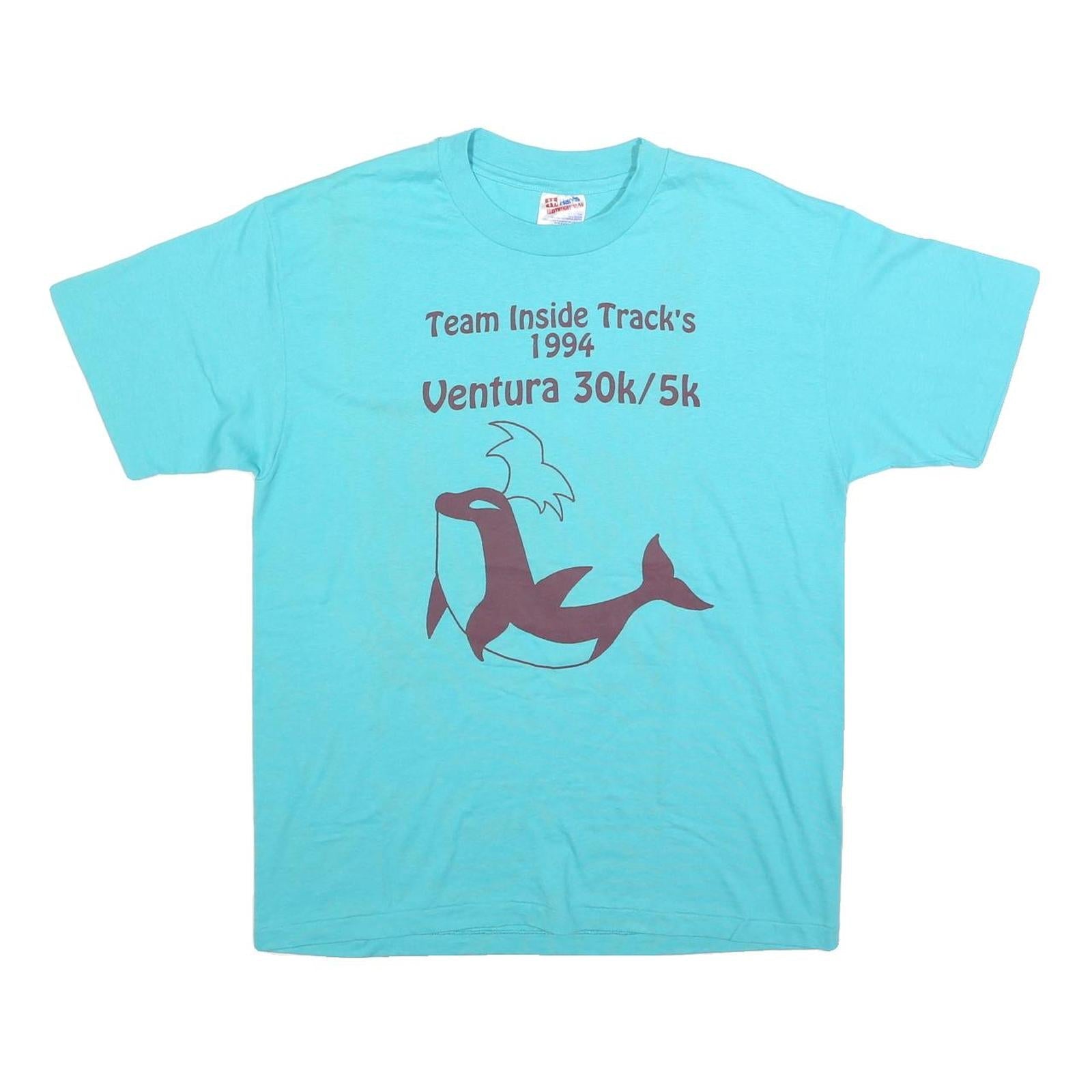 HANES Mens Blue Team Inside Track Ventura 30k 5k Graphic T-Shirt L Short Sleeve Refurbished - N/A refurbished available on Cerqular