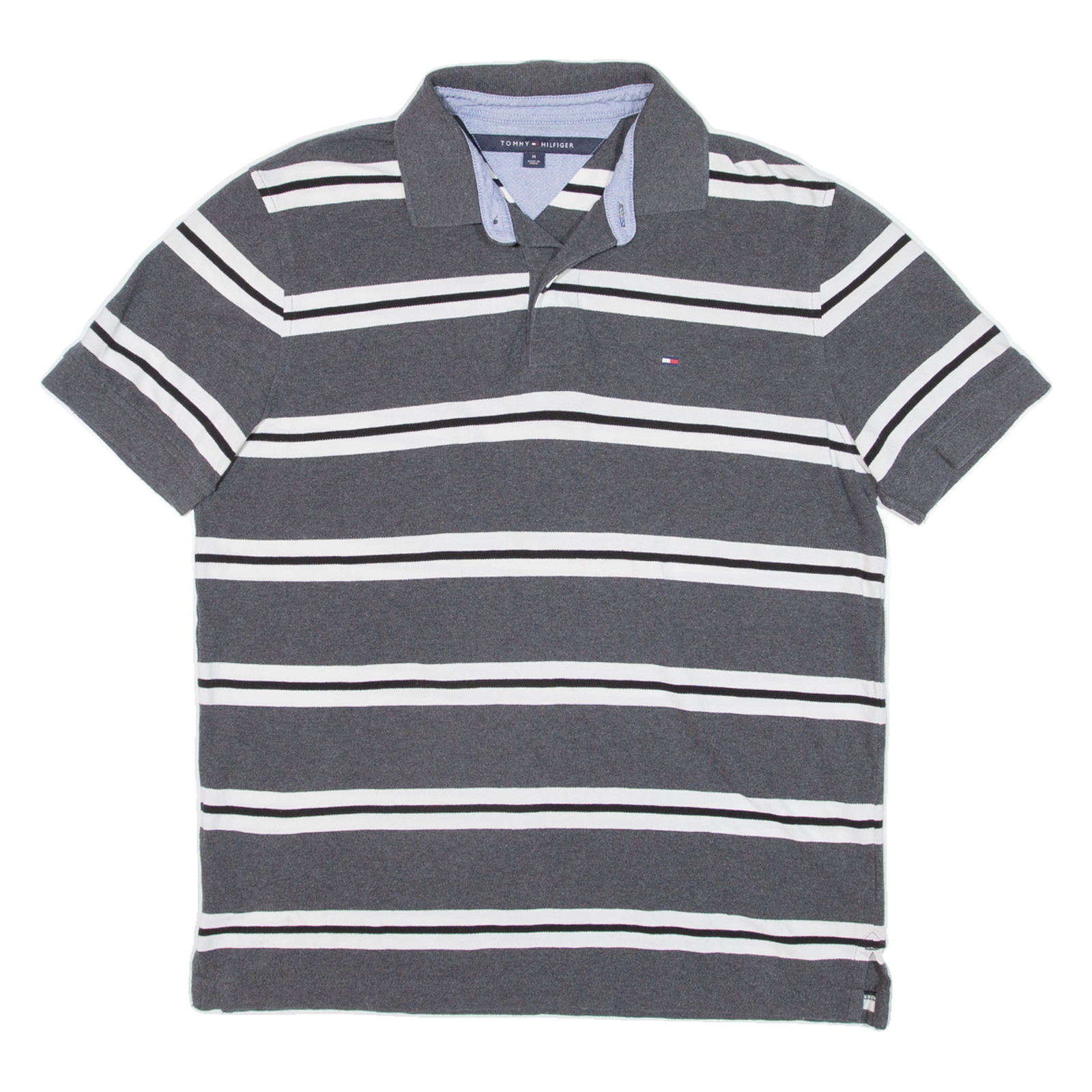 TOMMY HILFIGER Mens Polo Shirt Grey Striped M Refurbished - N/A refurbished available on Cerqular