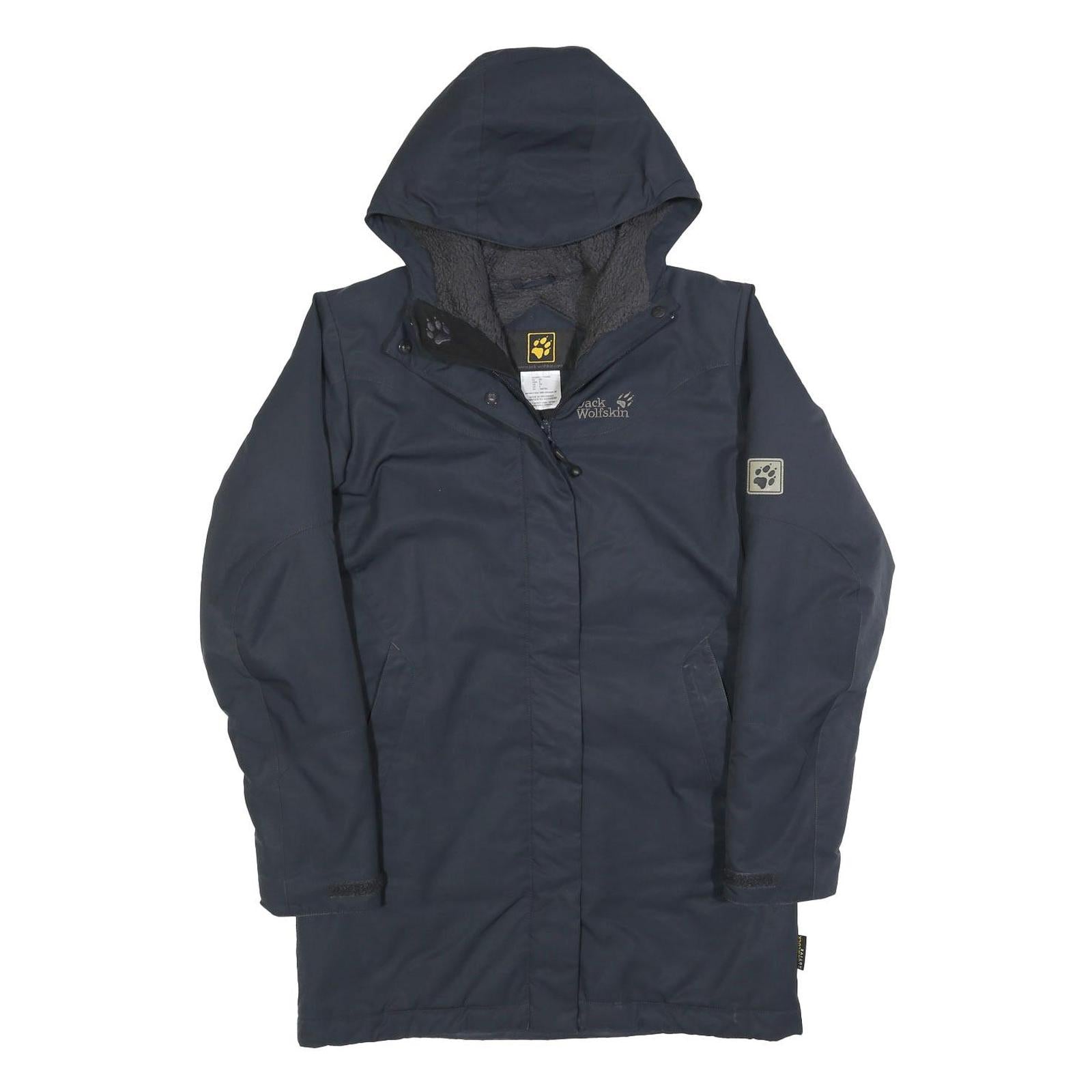JACK WOLFSKIN Womens Navy Blue Outdoor Jacket UK 8 Polyester Blend Hooded Zip Refurbished - N/A refurbished available on Cerqular