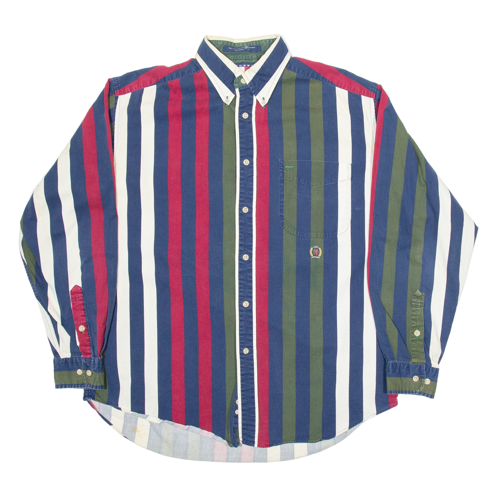 TOMMY HILFIGER Mens Shirt Green Striped Long Sleeve M Refurbished - N/A refurbished available on Cerqular