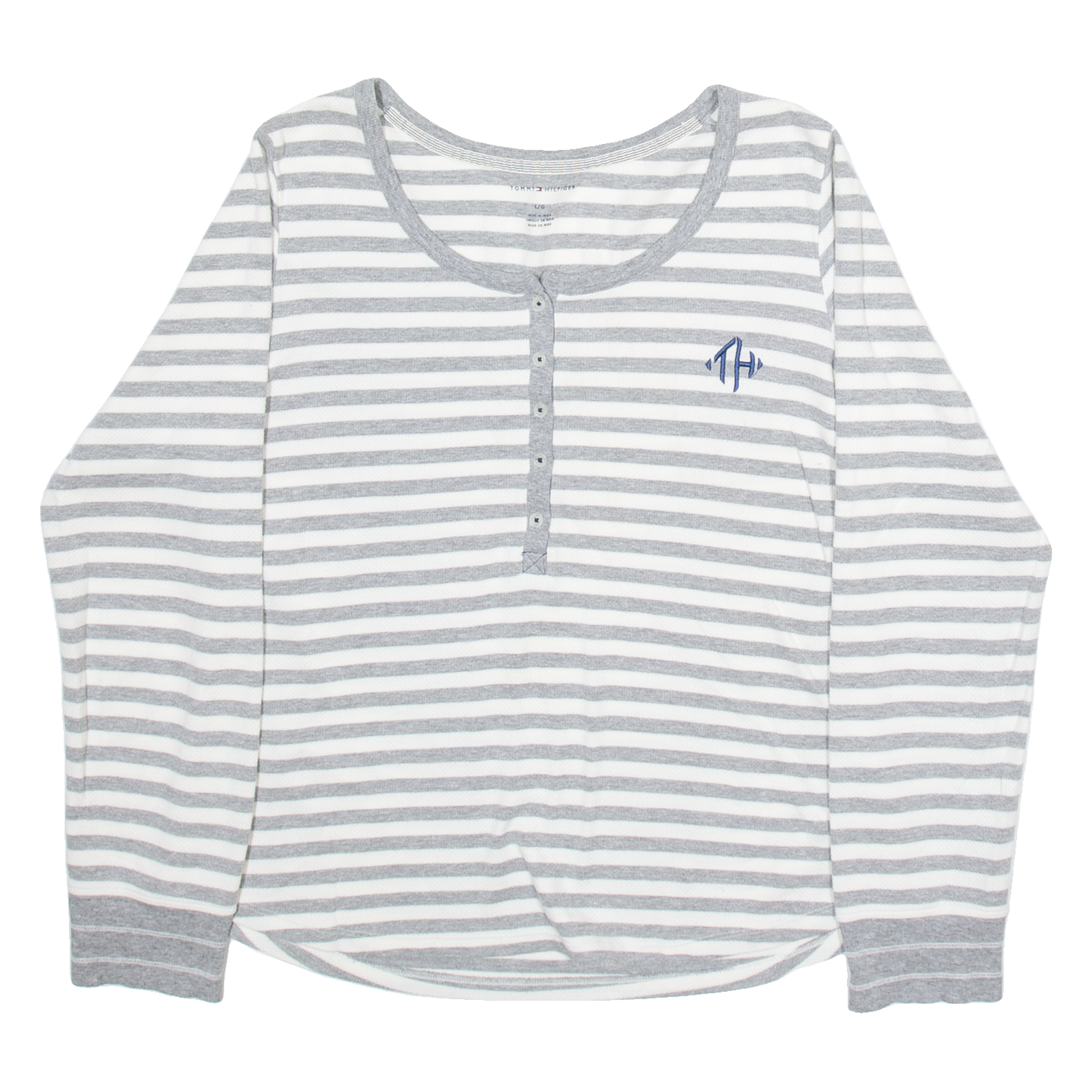 Buy TOMMY HILFIGER Womens Patterned Jumper Grey Striped Button Neck Tight Knit L Refurbished - $41.59 TOMMY HILFIGER Womens Patterned Jumper Grey Striped Button Neck Tight Knit L Refurbished - N/A refurbished available on Cerqular