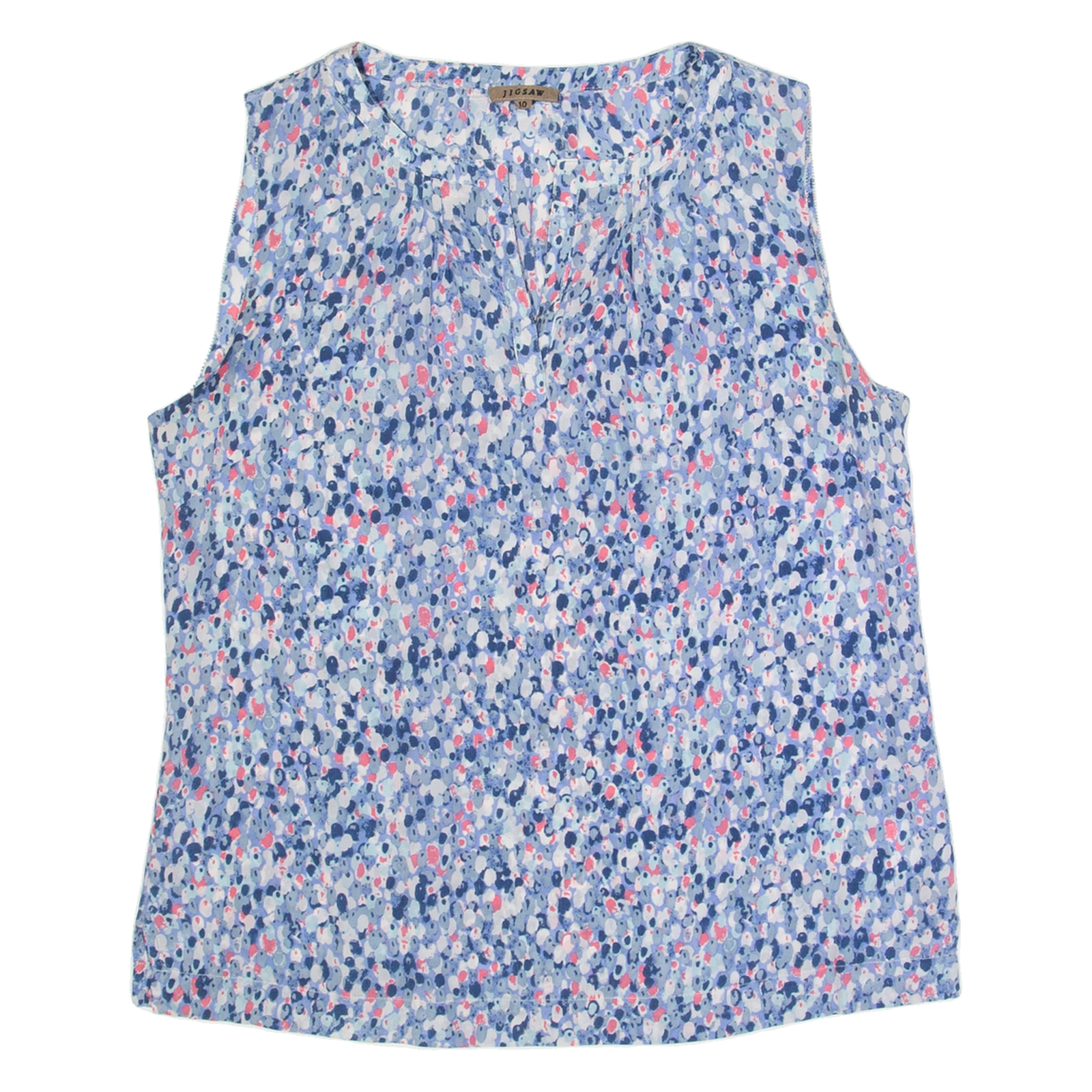 JIGSAW Womens Printed Blouse Purple V-Neck Sleeveless Silk Spotted UK 10 Refurbished - N/A refurbished available on Cerqular