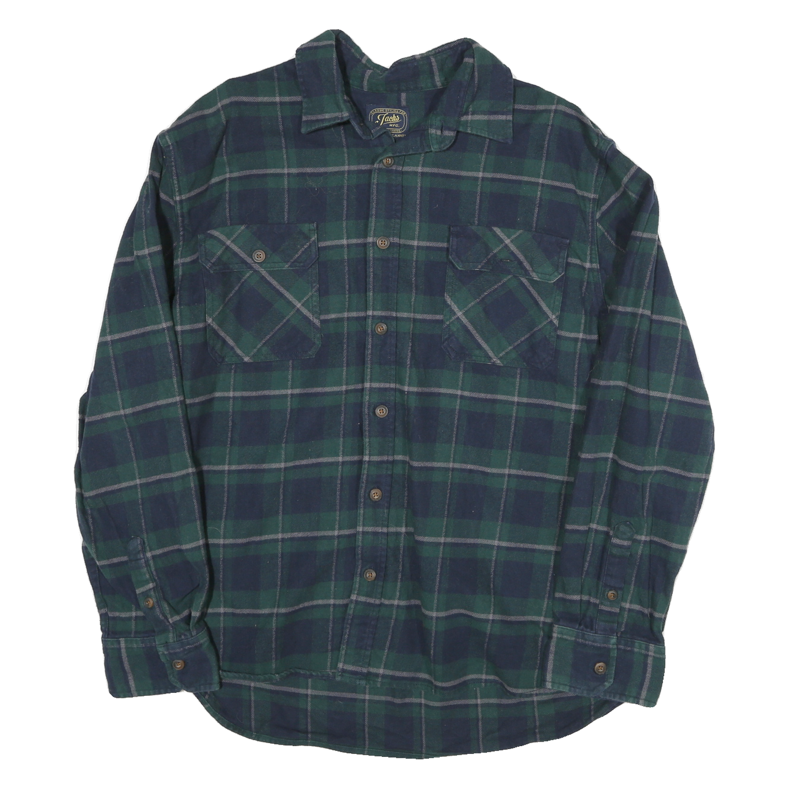 JACHS Mens Blue & Green Check Shirt 2XL Cotton Blend Casual Long Sleeve Refurbished - N/A refurbished available on Cerqular