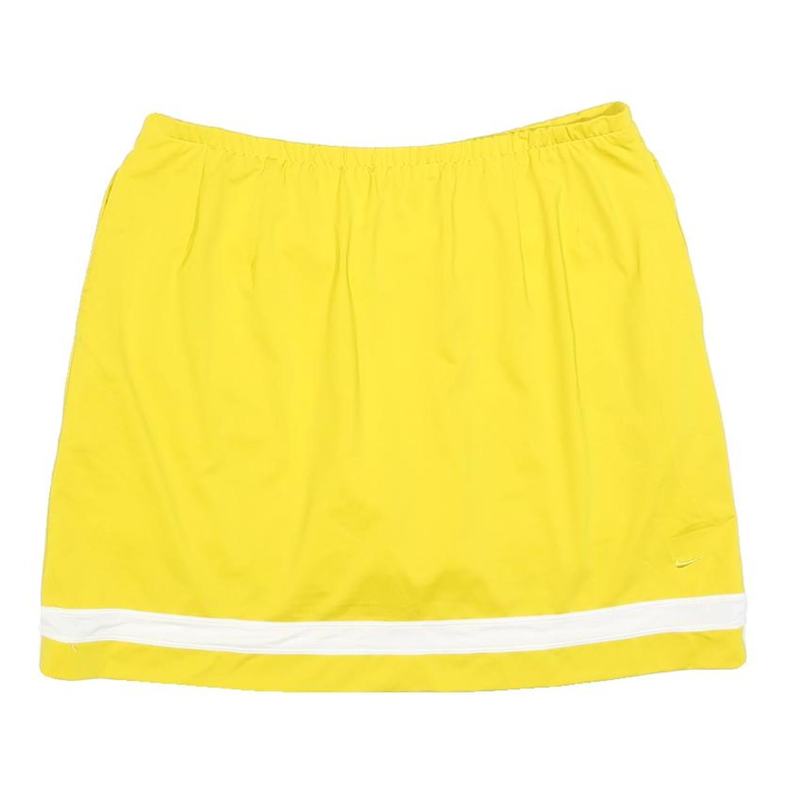 NIKE Womens Yellow & White Sports Mini Skort Polyester Blend L Athletic Tennis Refurbished - N/A refurbished available on Cerqular