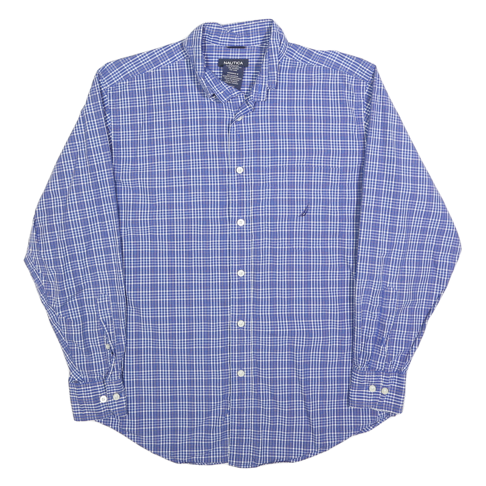 NAUTICA Mens Blue Check Shirt M Cotton Blend Button-Down Collar Long Sleeve Refurbished - N/A refurbished available on Cerqular